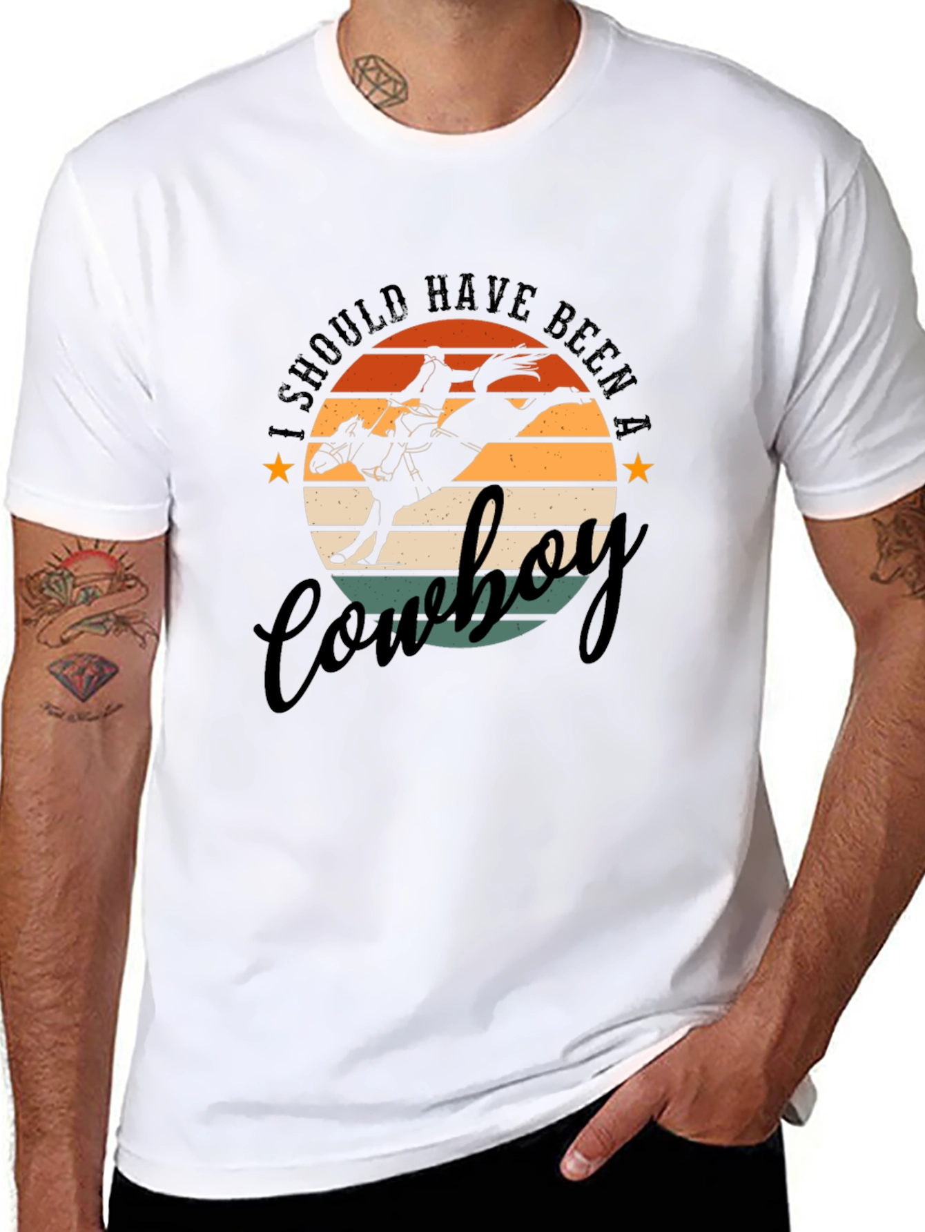 Black I Should Have Been A Cowboy T-Shirt view 8