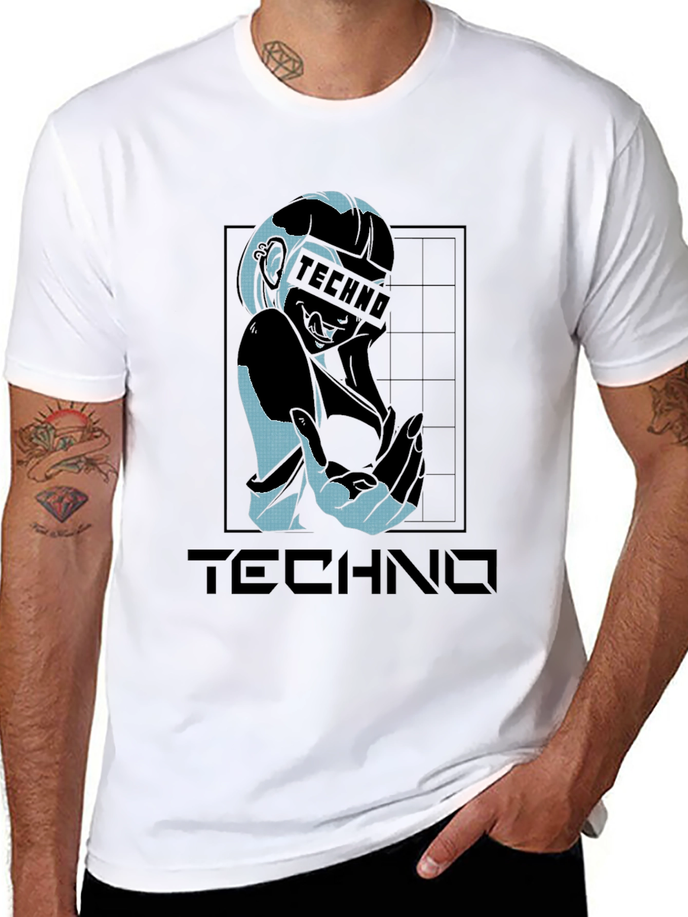 Black Techno Graphic T-Shirt - Stylish Black Tee view 8