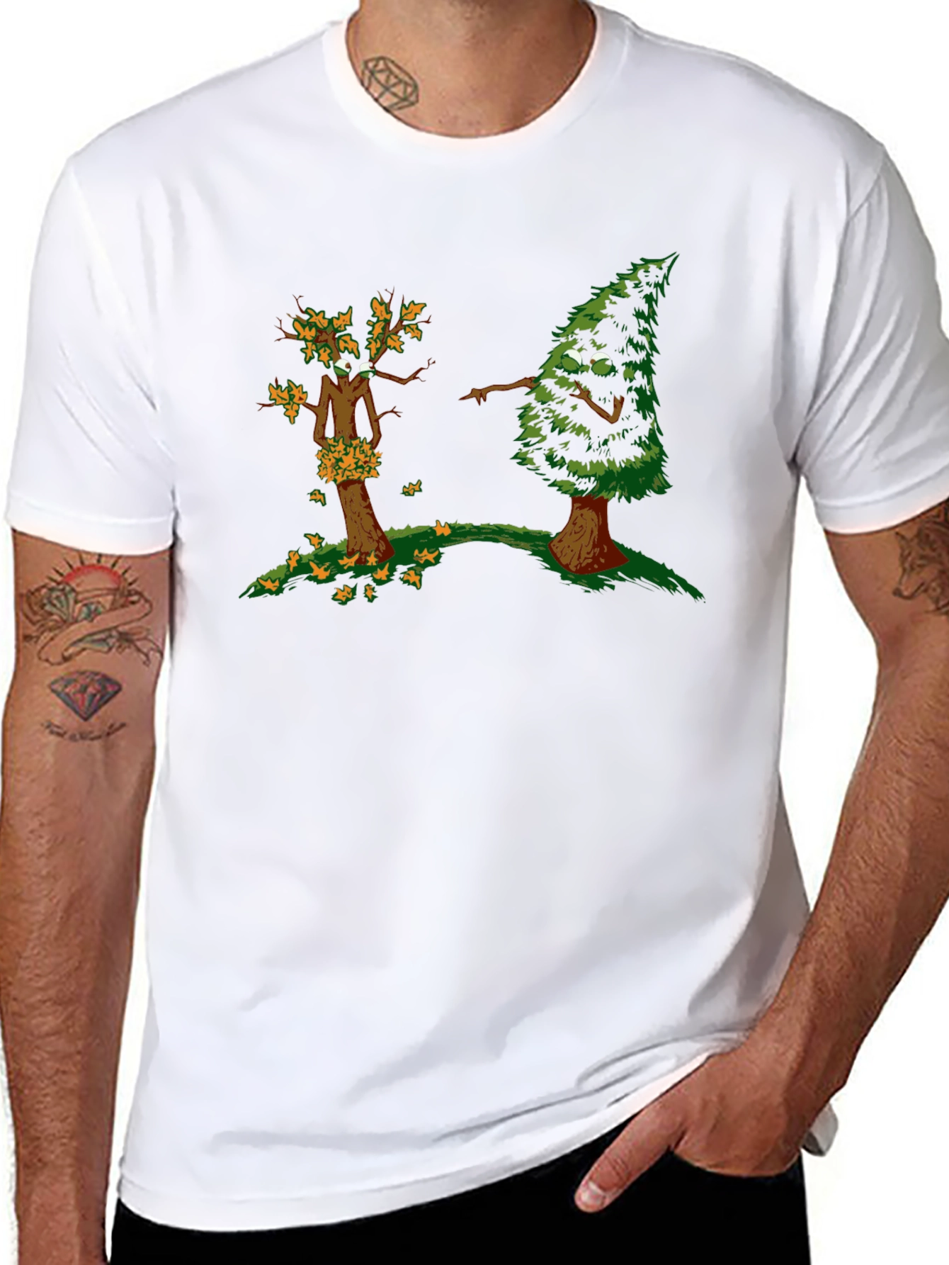 Funny Tree Cartoon Black T-Shirt - 8