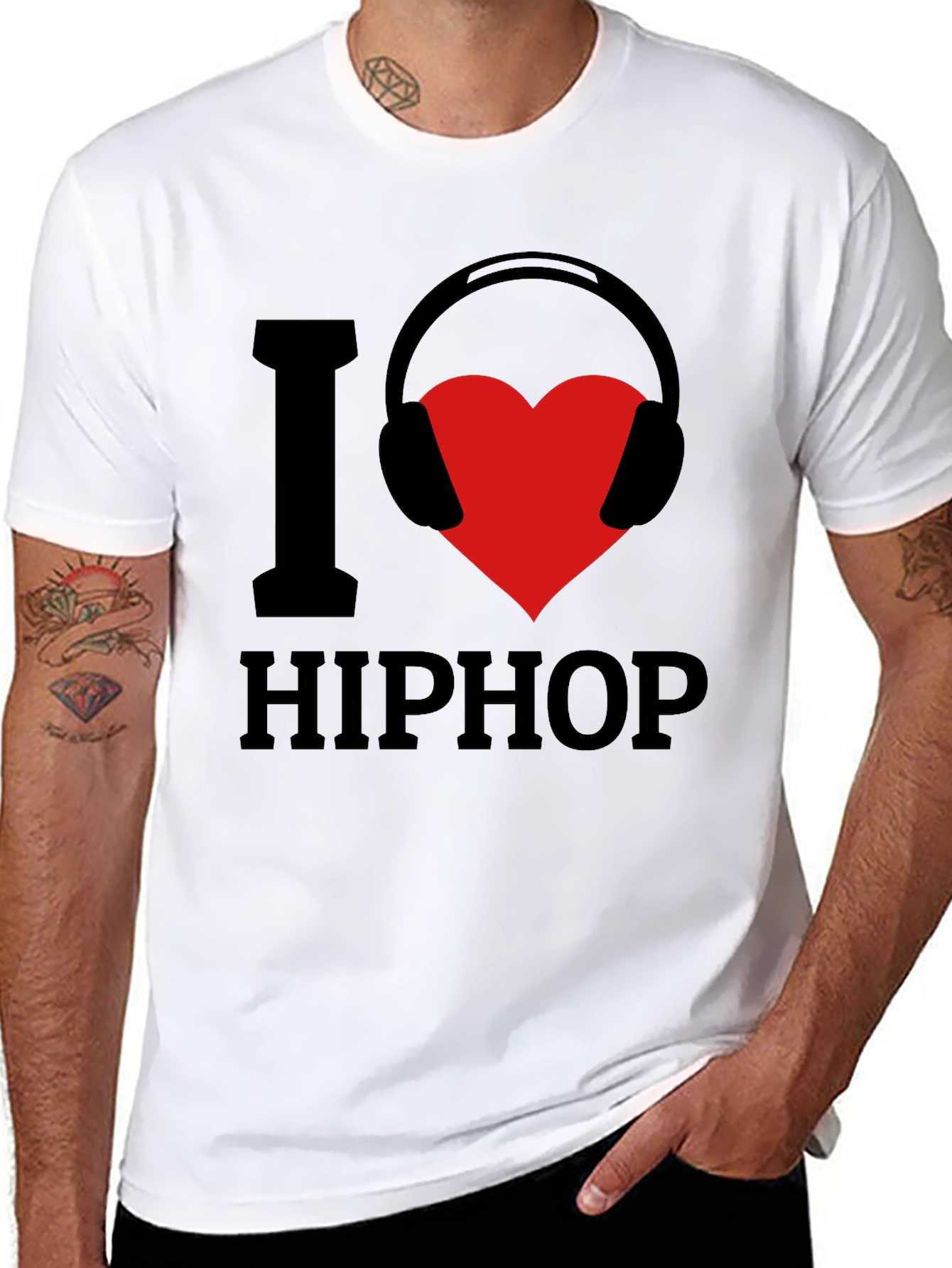 Black I Love Hip Hop Graphic T-Shirt view 8