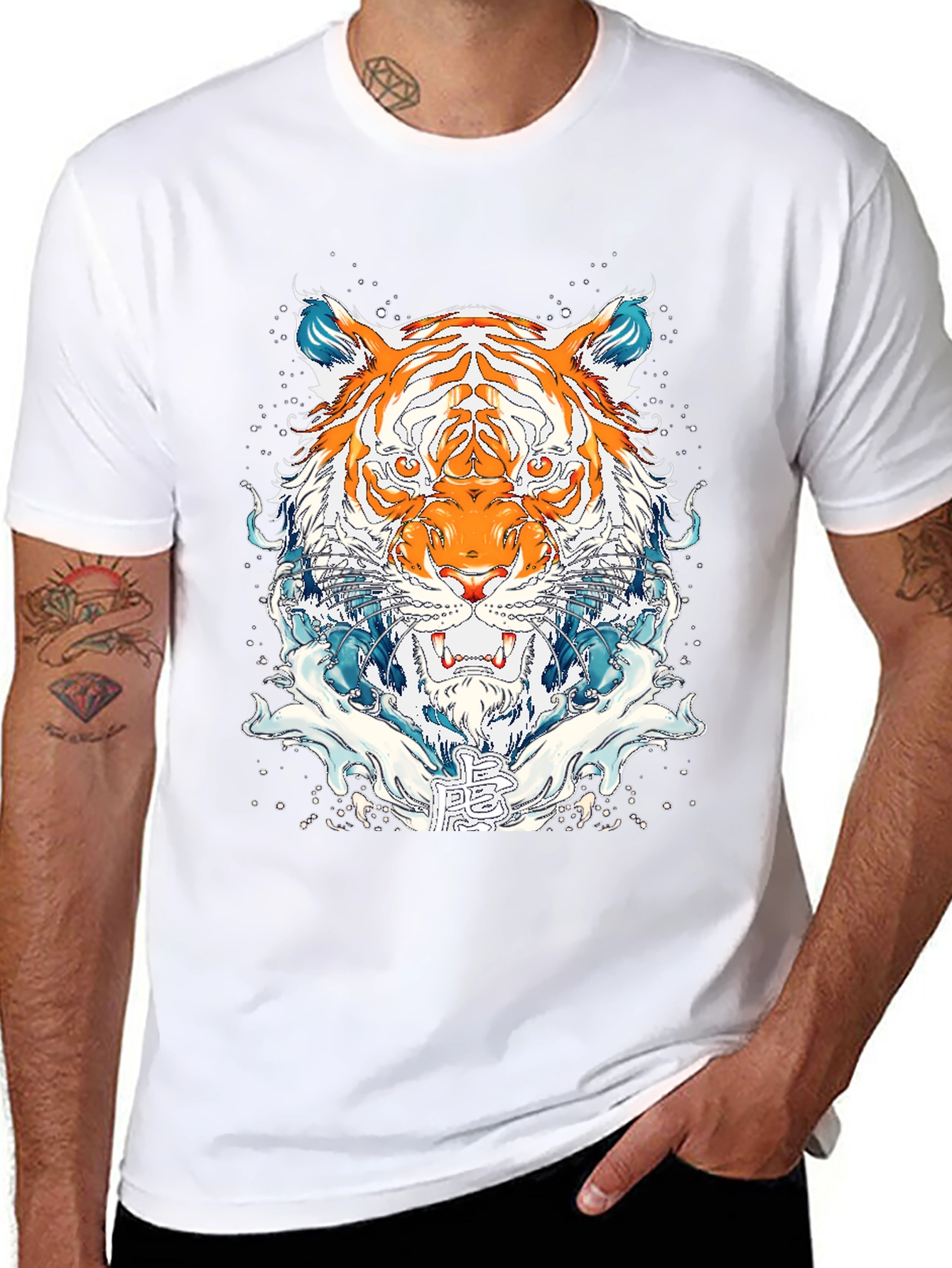 Black Tiger Graphic Print Black T-Shirt view 8