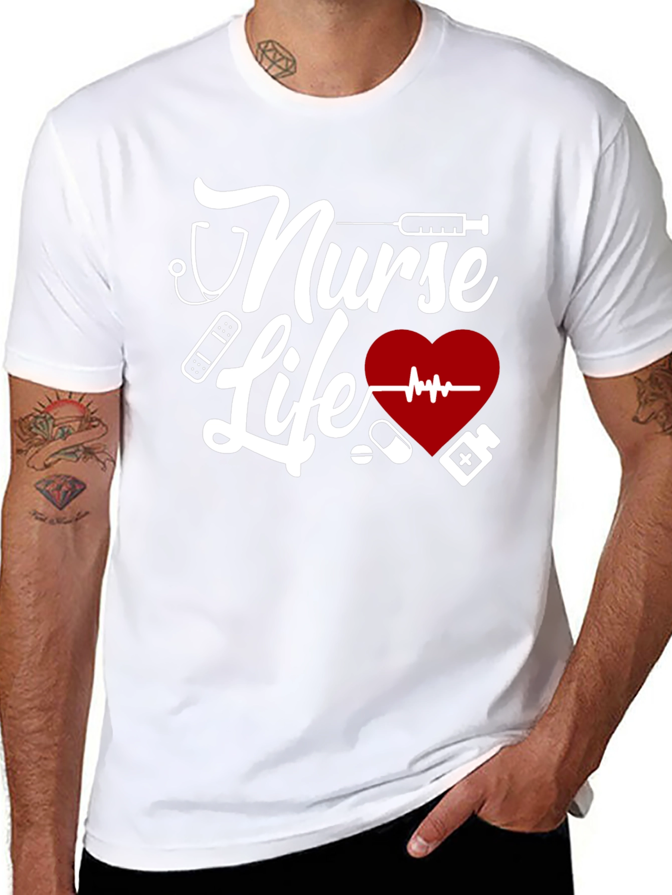 Black Nurse Life Graphic T-Shirt - Black view 8