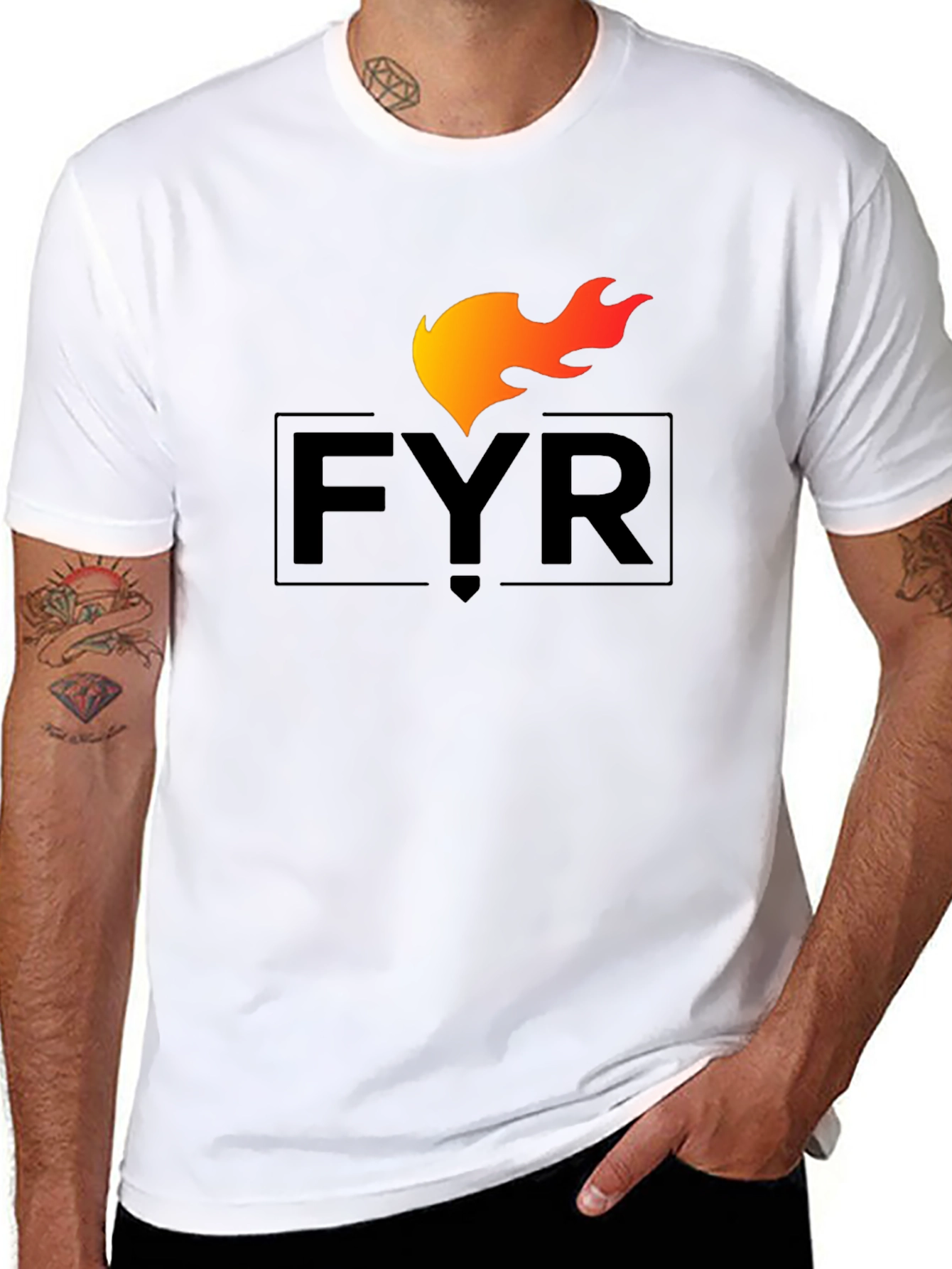 Black FYR Flame Graphic Tee - Black Cotton Blend view 8
