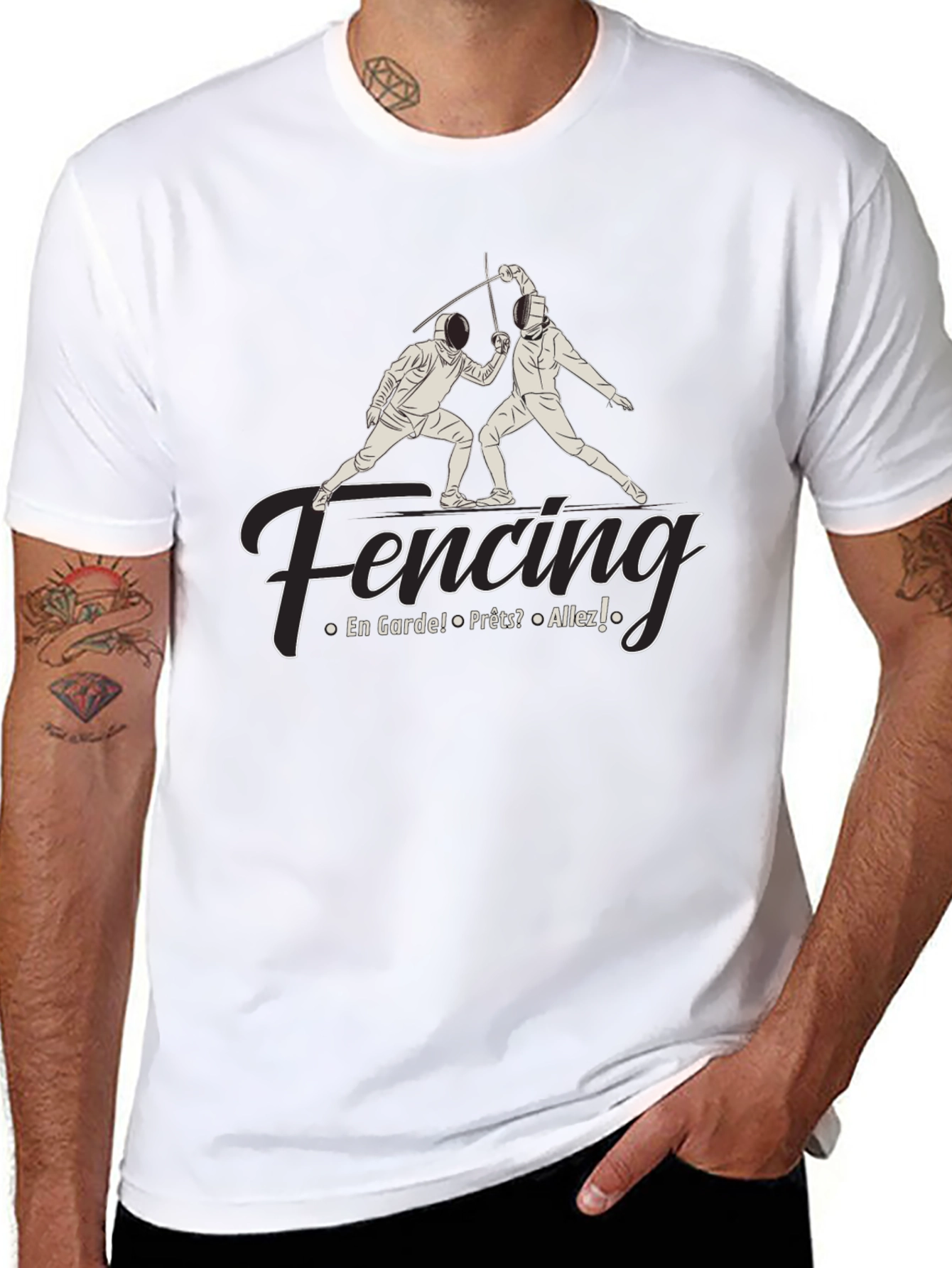 Black Fencing T-Shirt - En Garde Design view 8