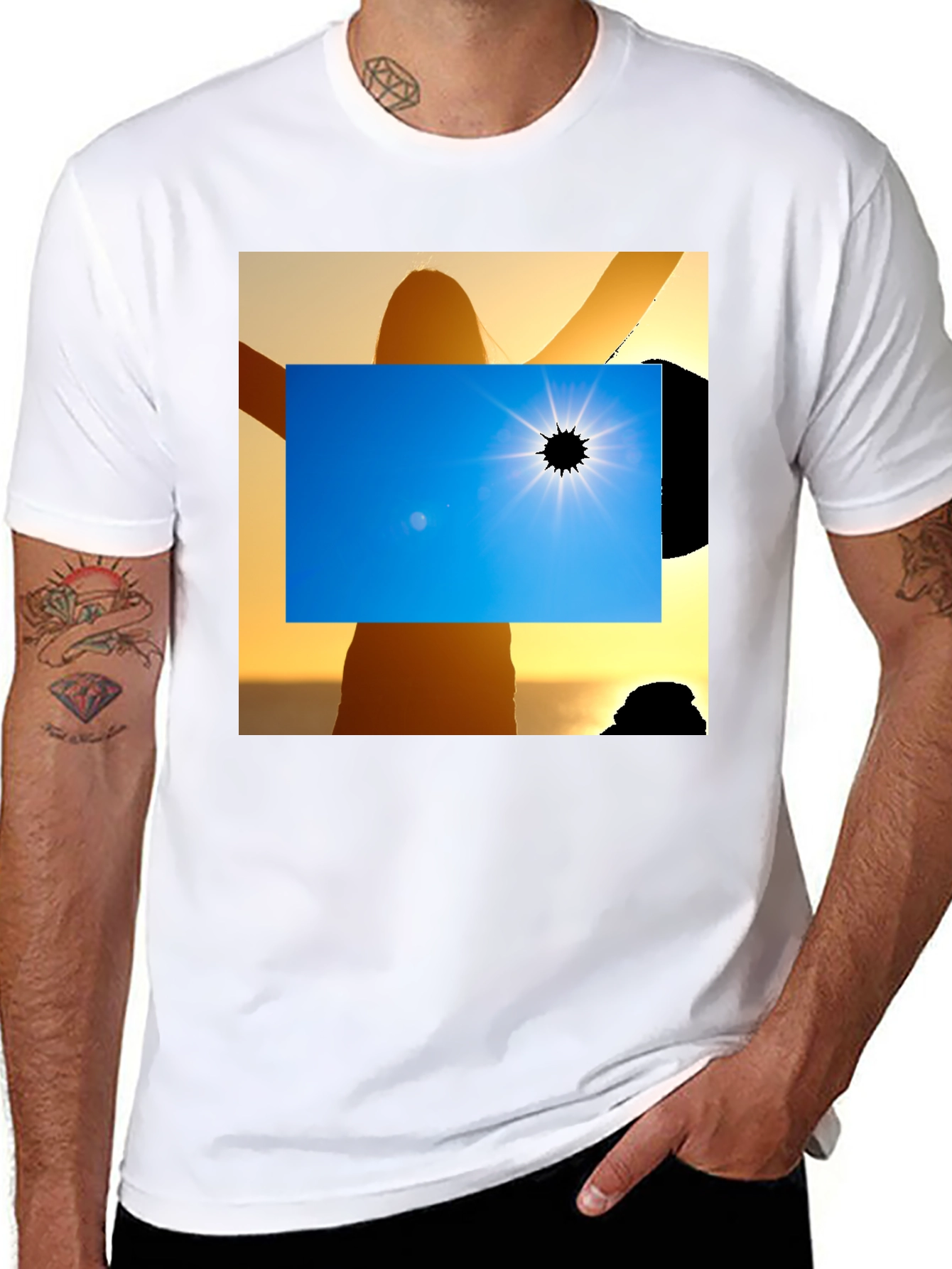 Black Solar Eclipse Graphic Tee - Black Cotton Shirt view 8
