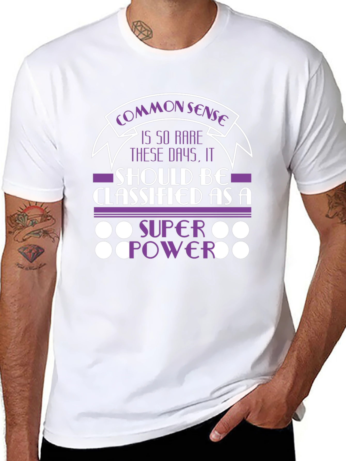 Black Common Sense Super Power Graphic Tee view 8