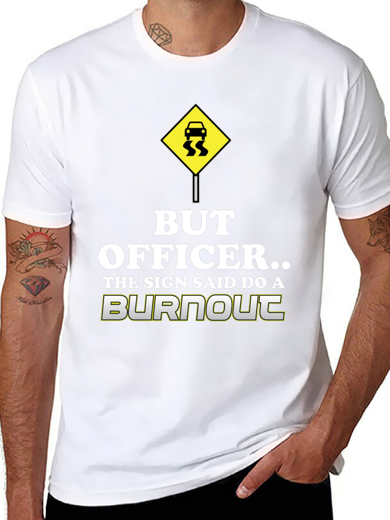 Black But Officer Burnout T-Shirt view 8