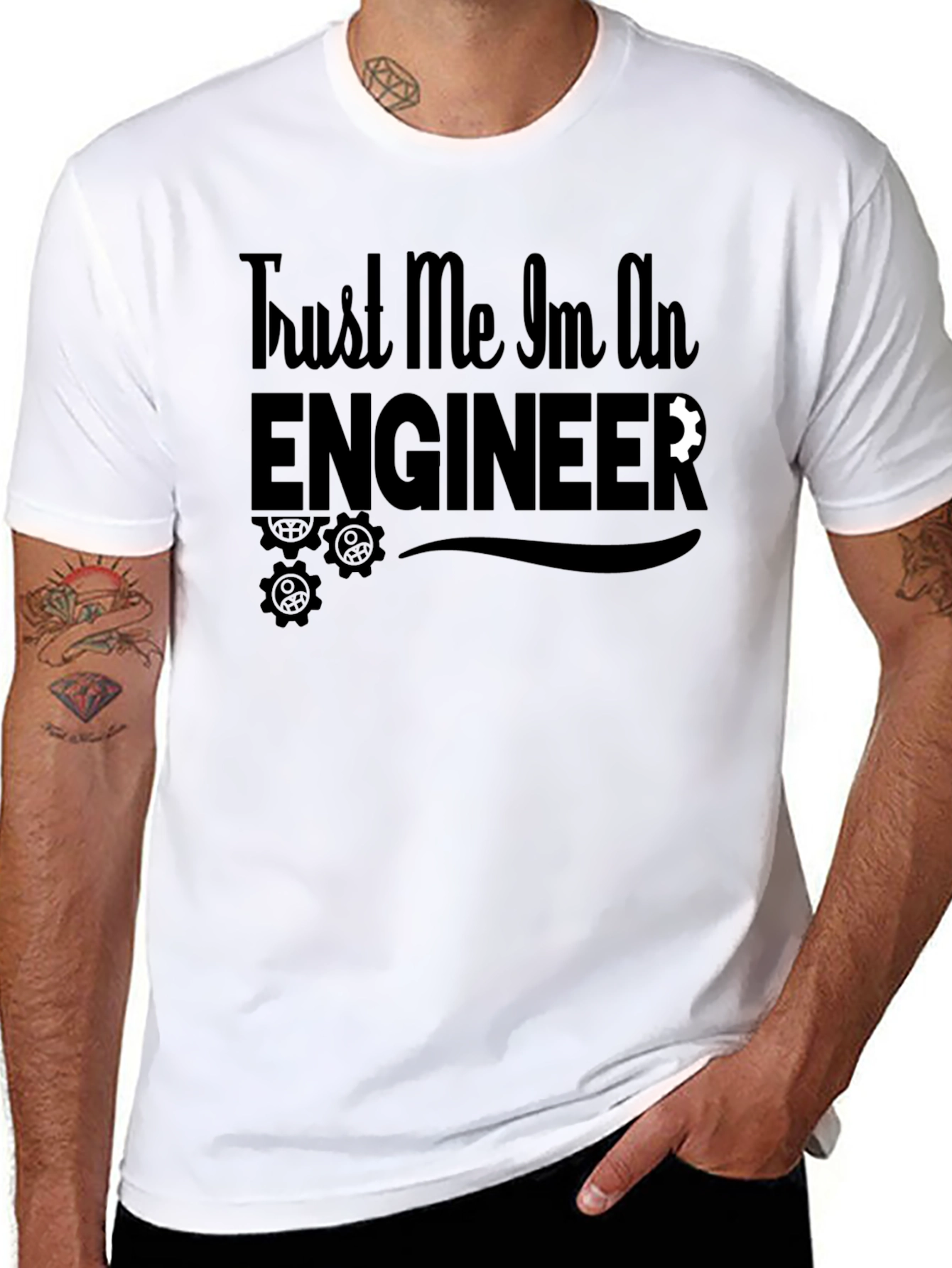 Black Trust Me I'm An Engineer T-Shirt view 8