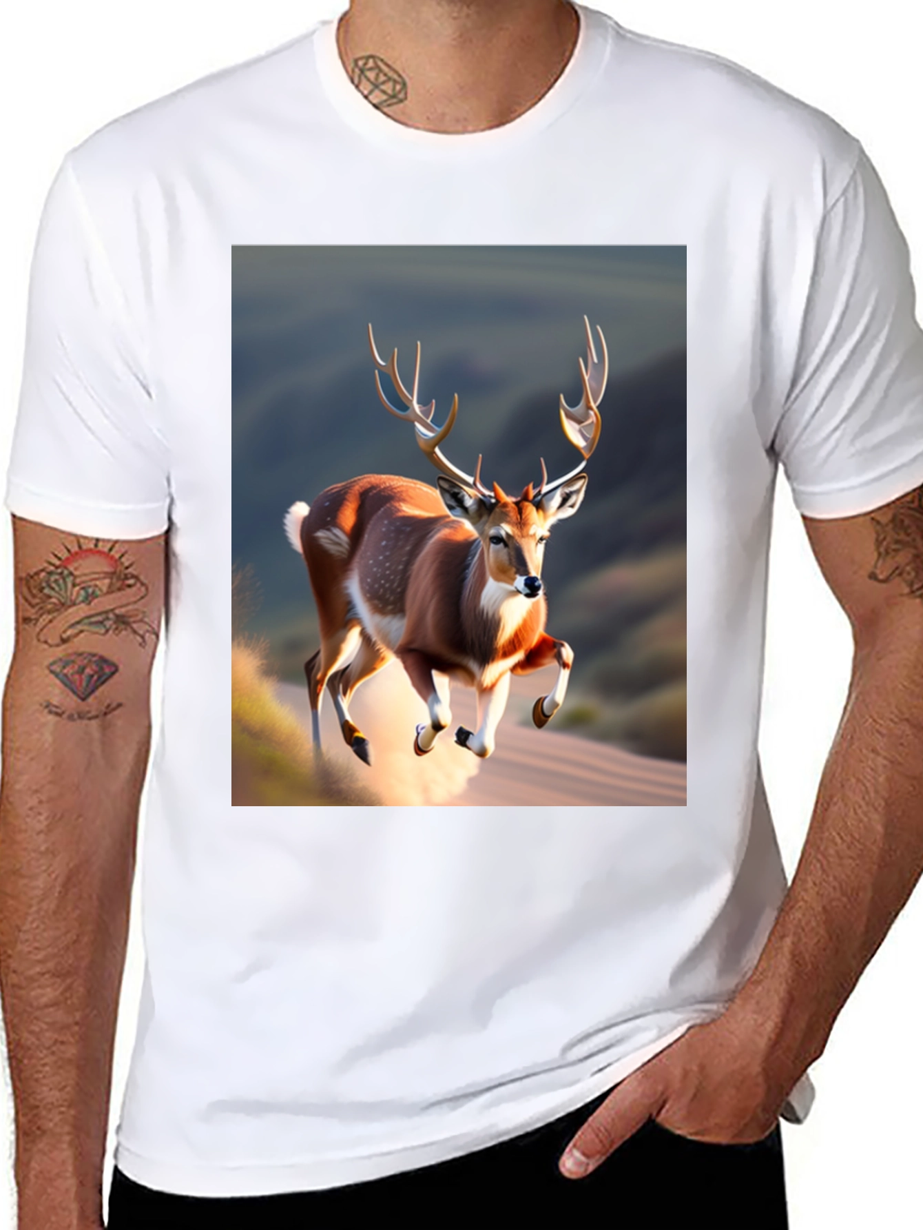 Black Deer Graphic Black T-Shirt view 8