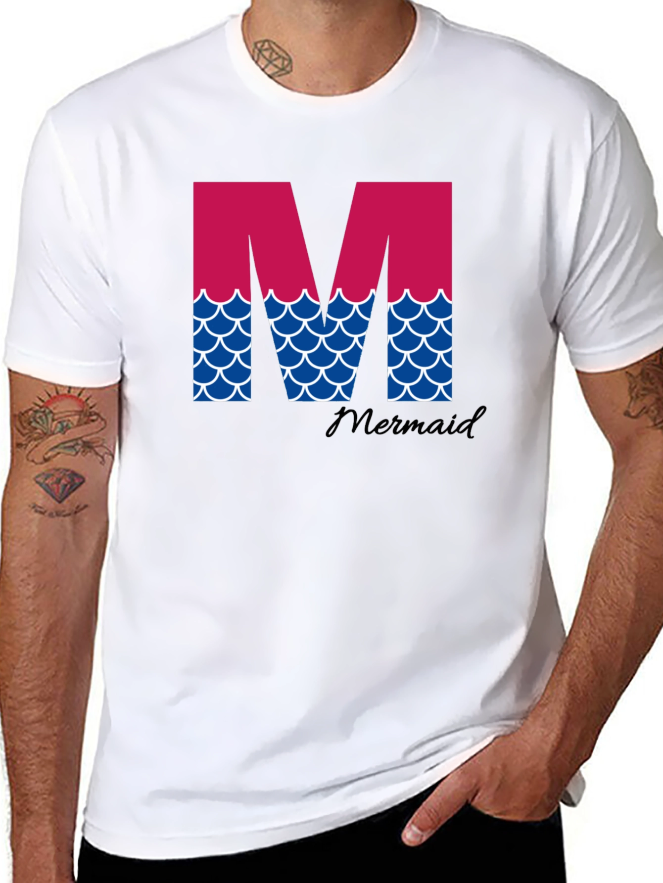 Black Mermaid Initial 'M' T-Shirt view 8