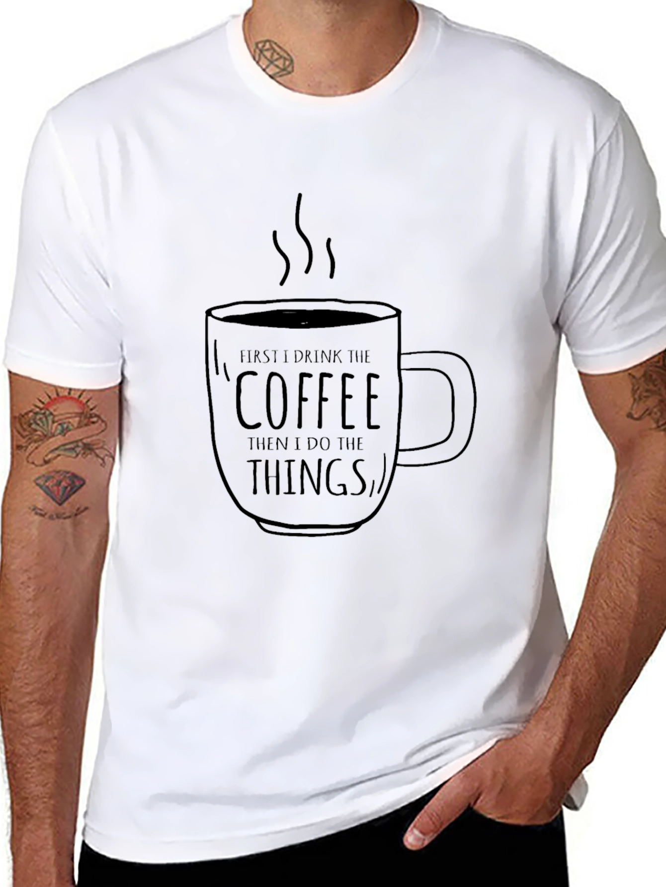 Black Coffee Then Things Black Graphic T-Shirt view 8