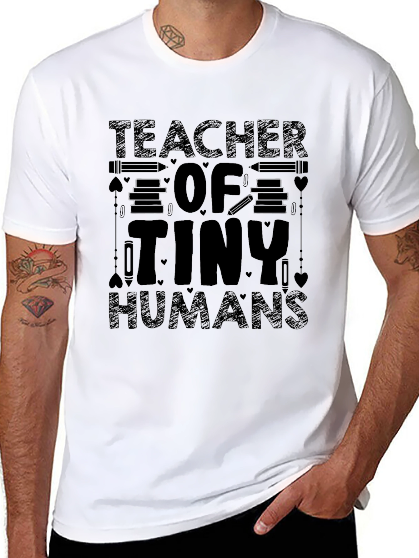 Black Teacher of Tiny Humans Black Graphic T-Shirt view 8