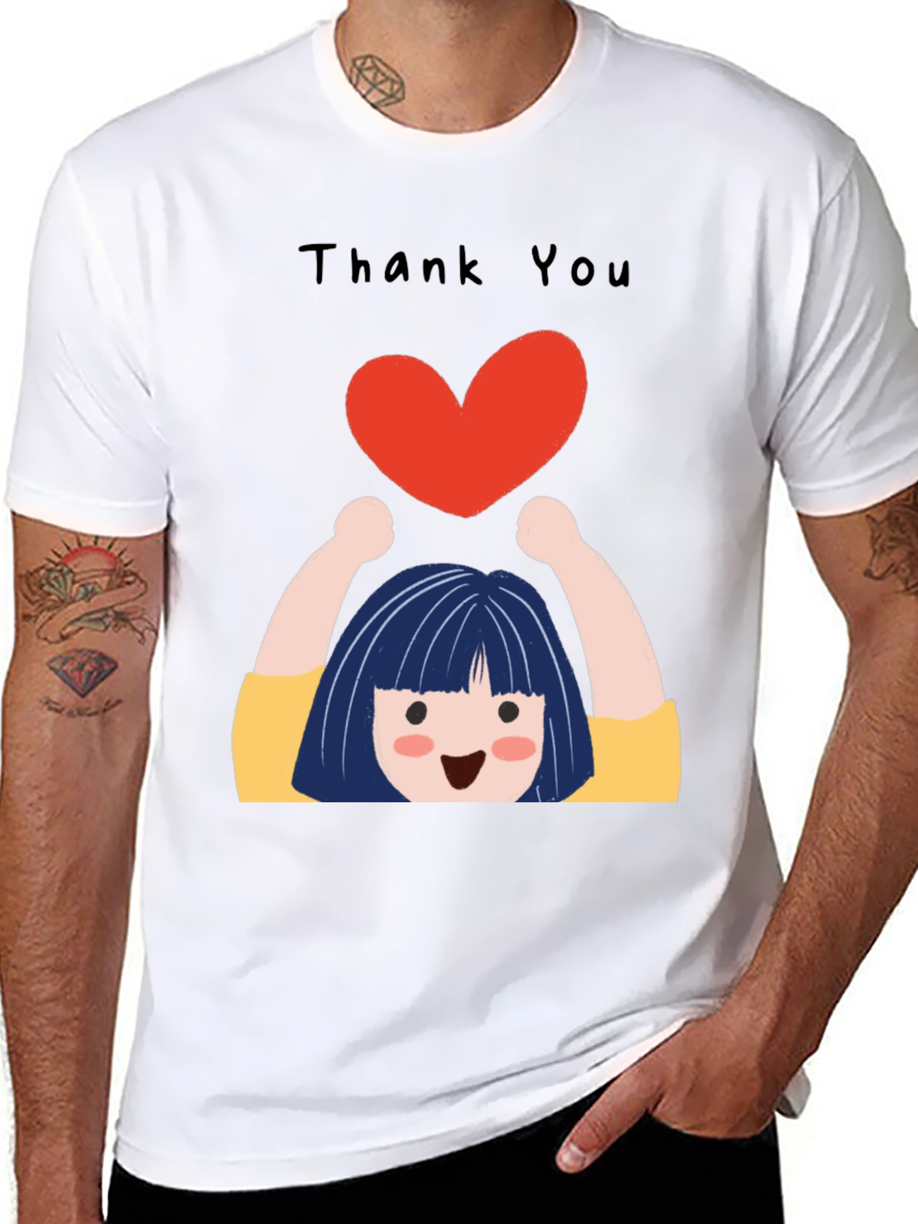 Black Thank You Heart Graphic T-Shirt view 8