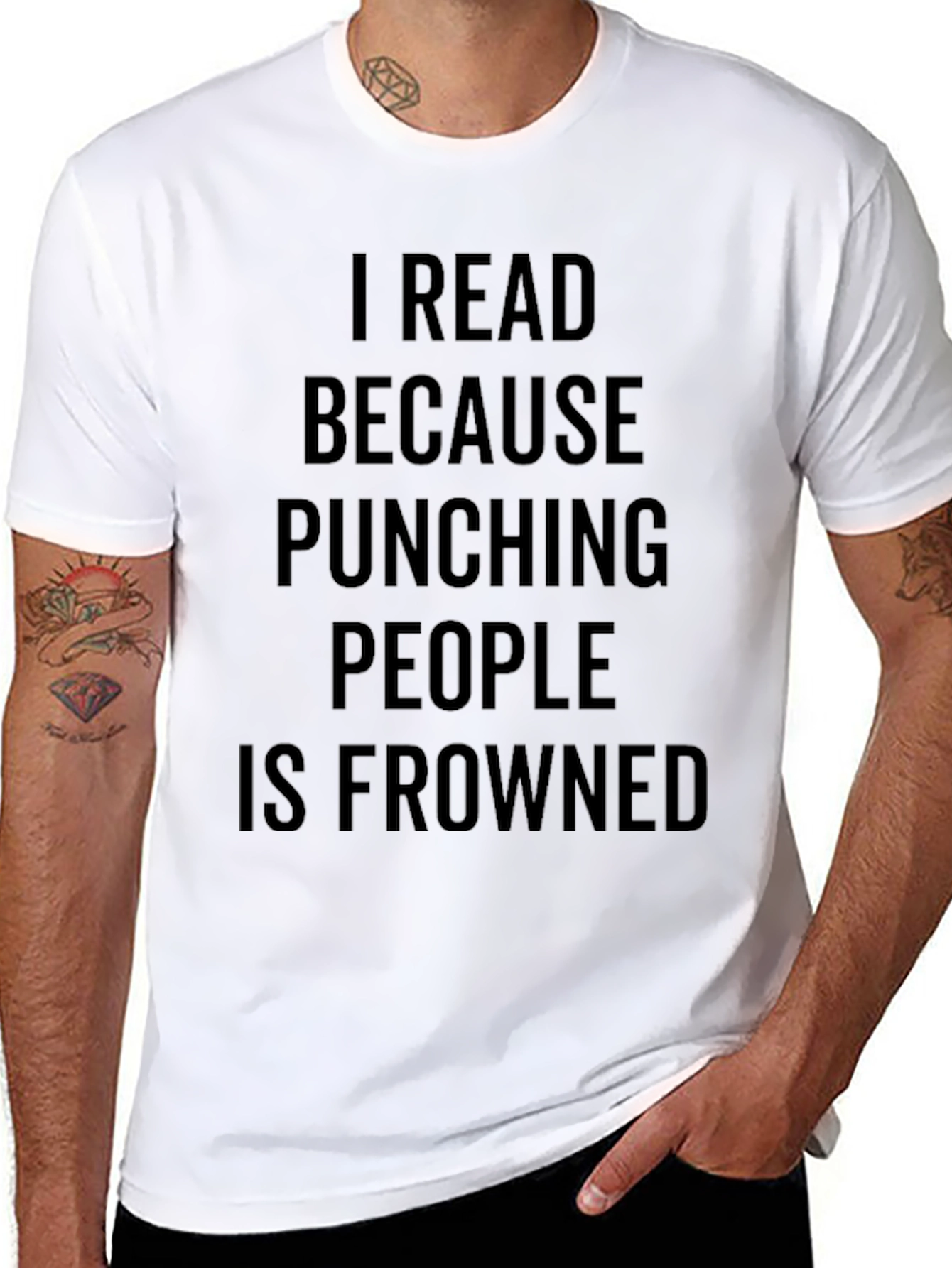 Black Funny I Read Because Punching People is Frowned On T-Shirt view 8