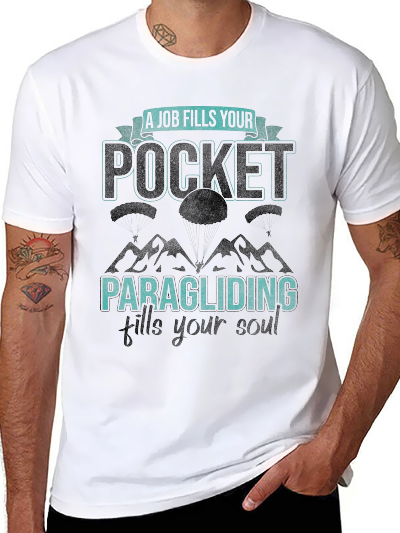 Black Paragliding Fills Your Soul Black Graphic Tee view 8