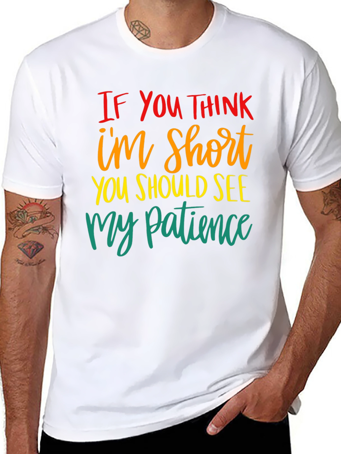 Black Humorous Short Patience Graphic T-Shirt view 8