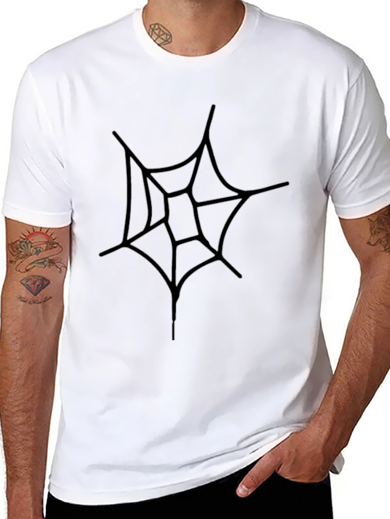 Black Men's Black Spiderweb Graphic T-Shirt view 8