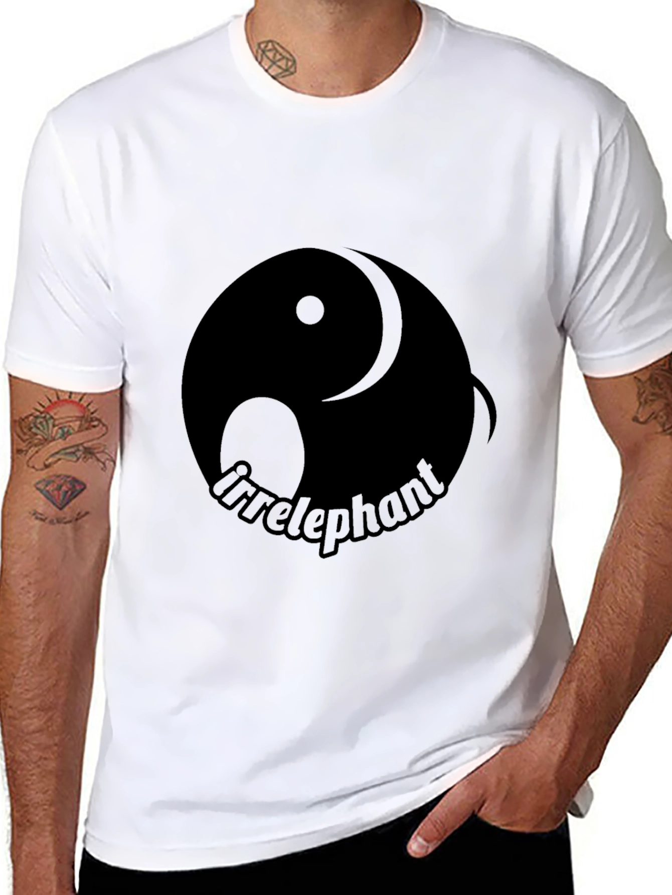 Black Irrelephant Yin Yang T-Shirt - Black view 8