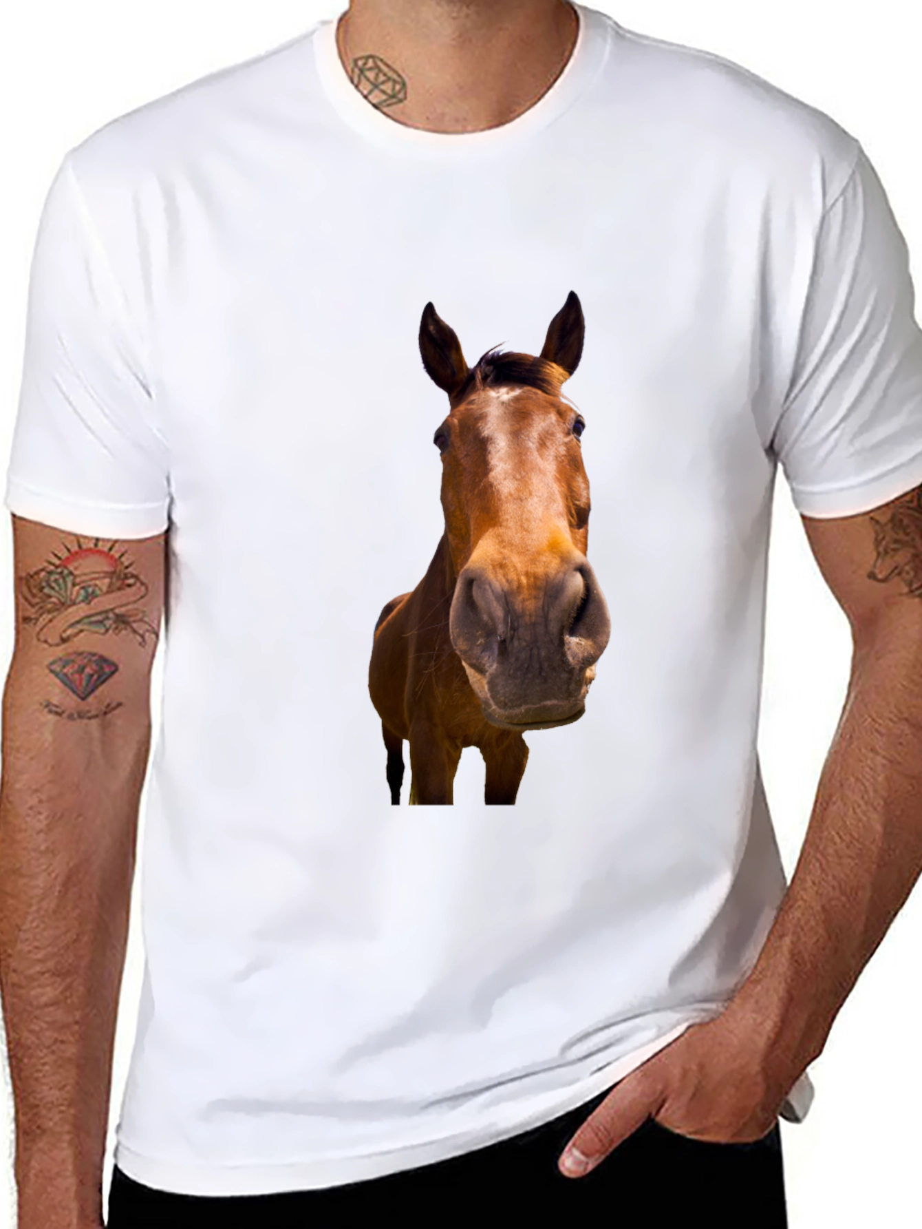 Black Black Horse Graphic T-Shirt for Men view 8