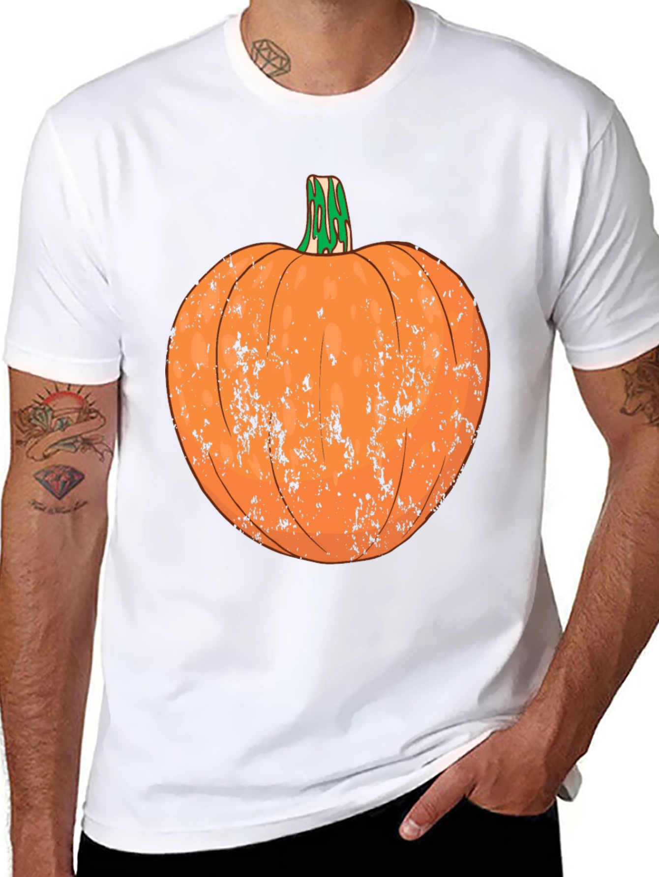 Distressed Pumpkin Graphic Tee - Halloween Ready - 8