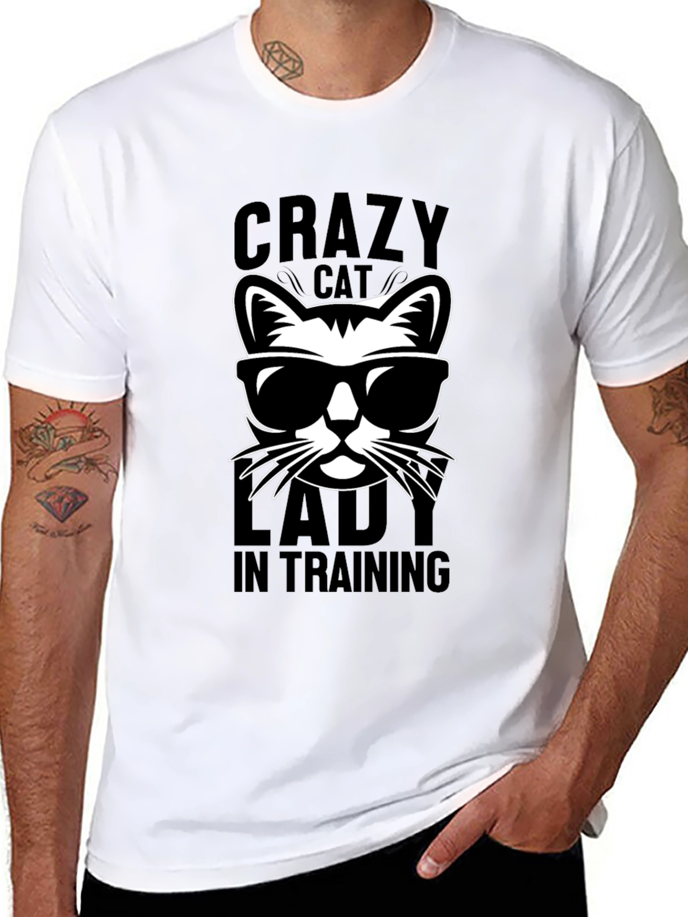 Black Crazy Cat Lady T-Shirt, Funny Cat Lover Tee view 8