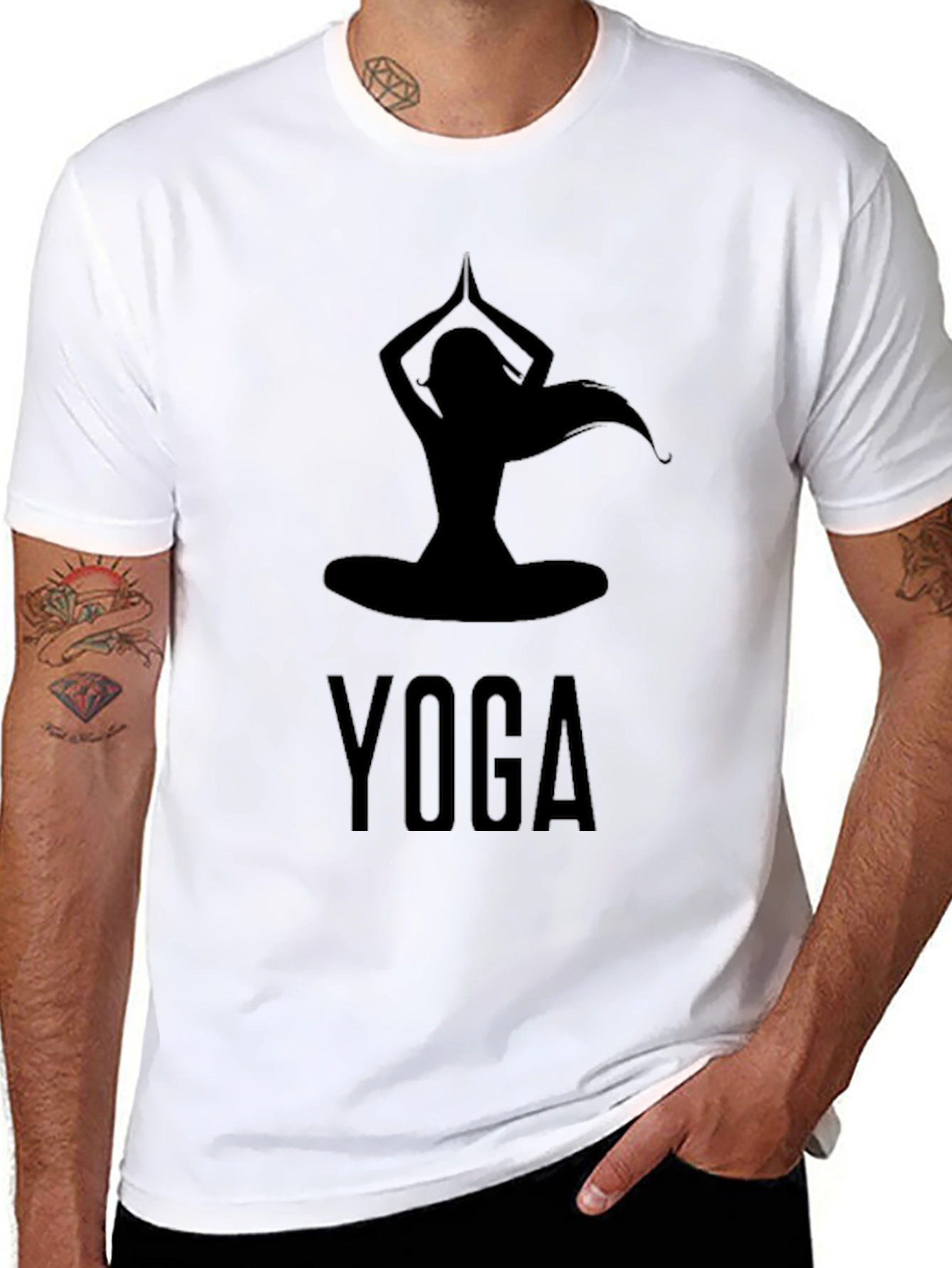 Black Yoga Silhouette Graphic T-Shirt - Black view 8