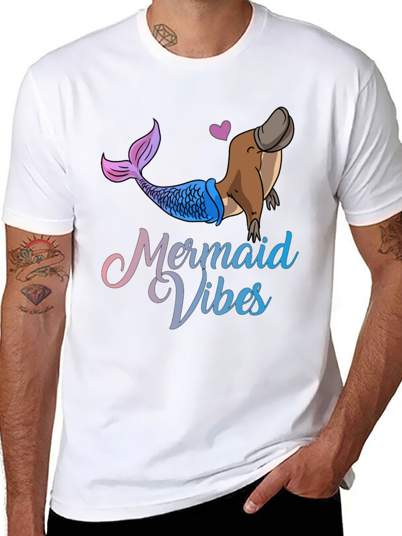 Black Mermaid Vibes Platypus Graphic T-Shirt view 8