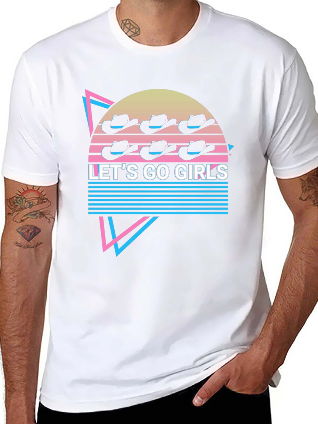 Black Retro Let's Go Girls T-Shirt view 8