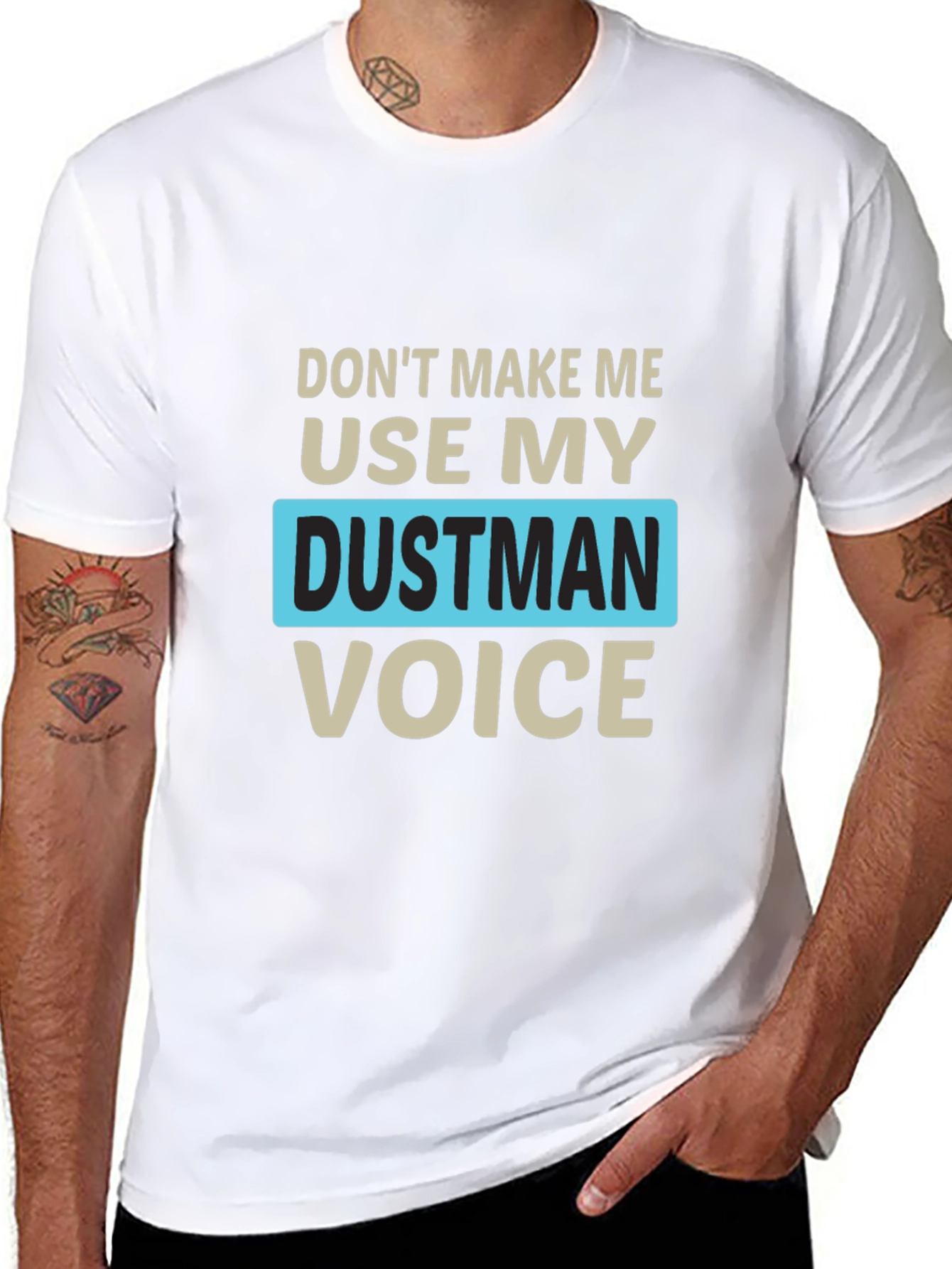 Black Dustman Voice Novelty T-Shirt - Funny Slogan Tee view 8