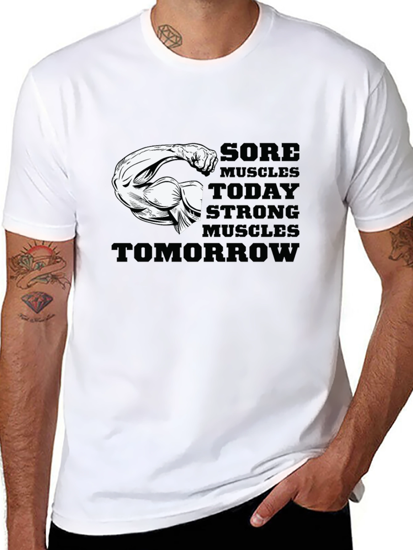 Black Sore Muscles Strong Muscles T-Shirt view 8