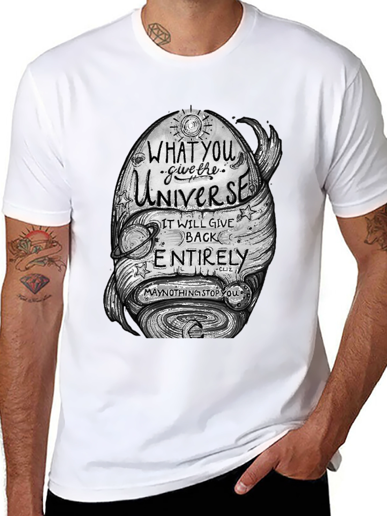 Black Universe Graphic Tee - Inspire & Motivate! view 8