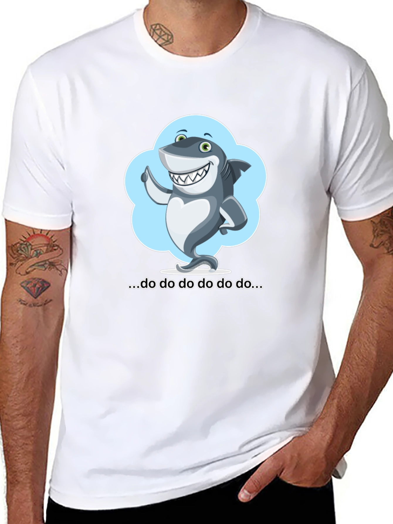 Black Cartoon Shark T-Shirt - Fun & Stylish! view 8