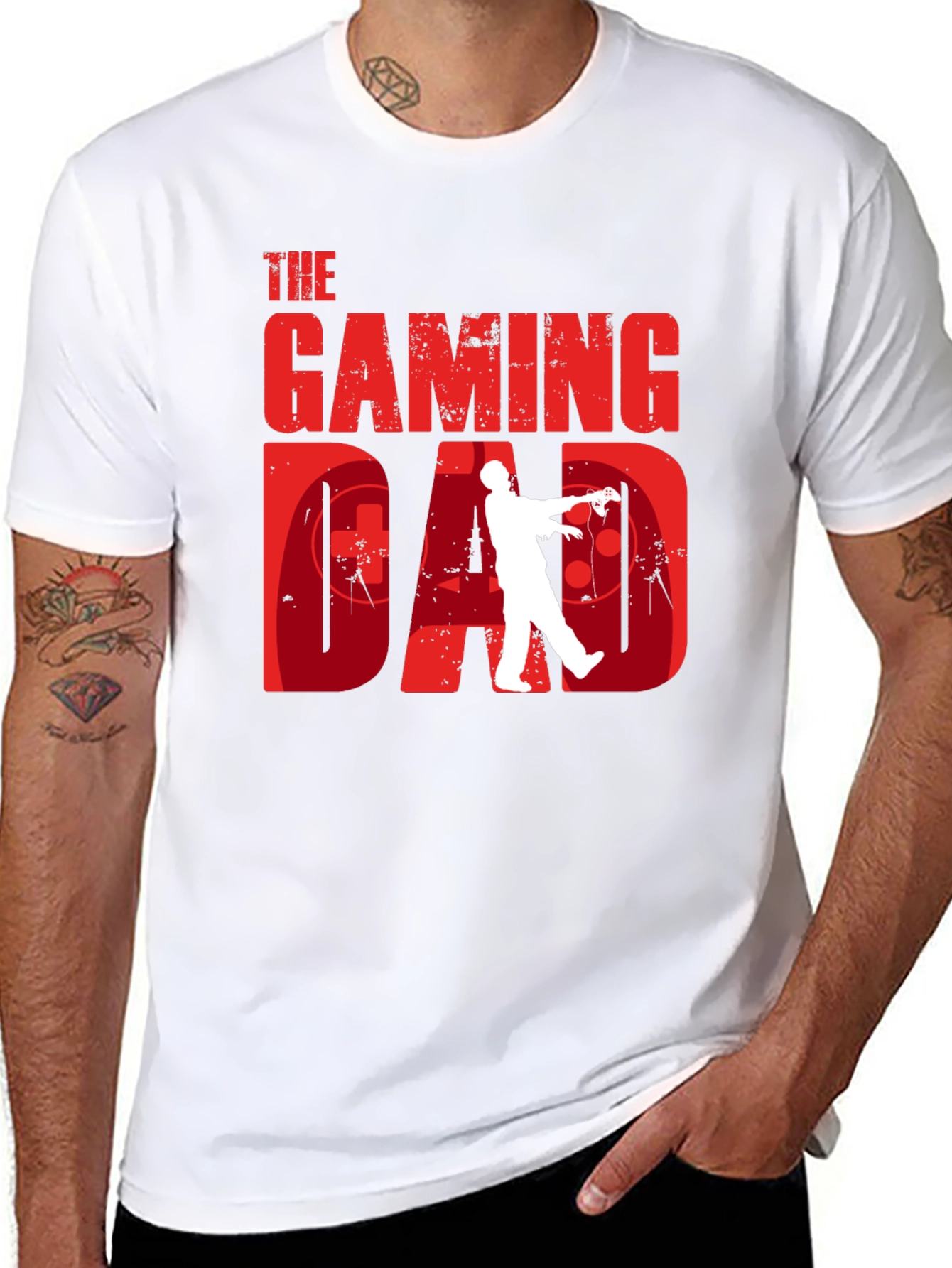 Black Gaming Dad T-Shirt - Gamer Zombie Graphic Tee view 8