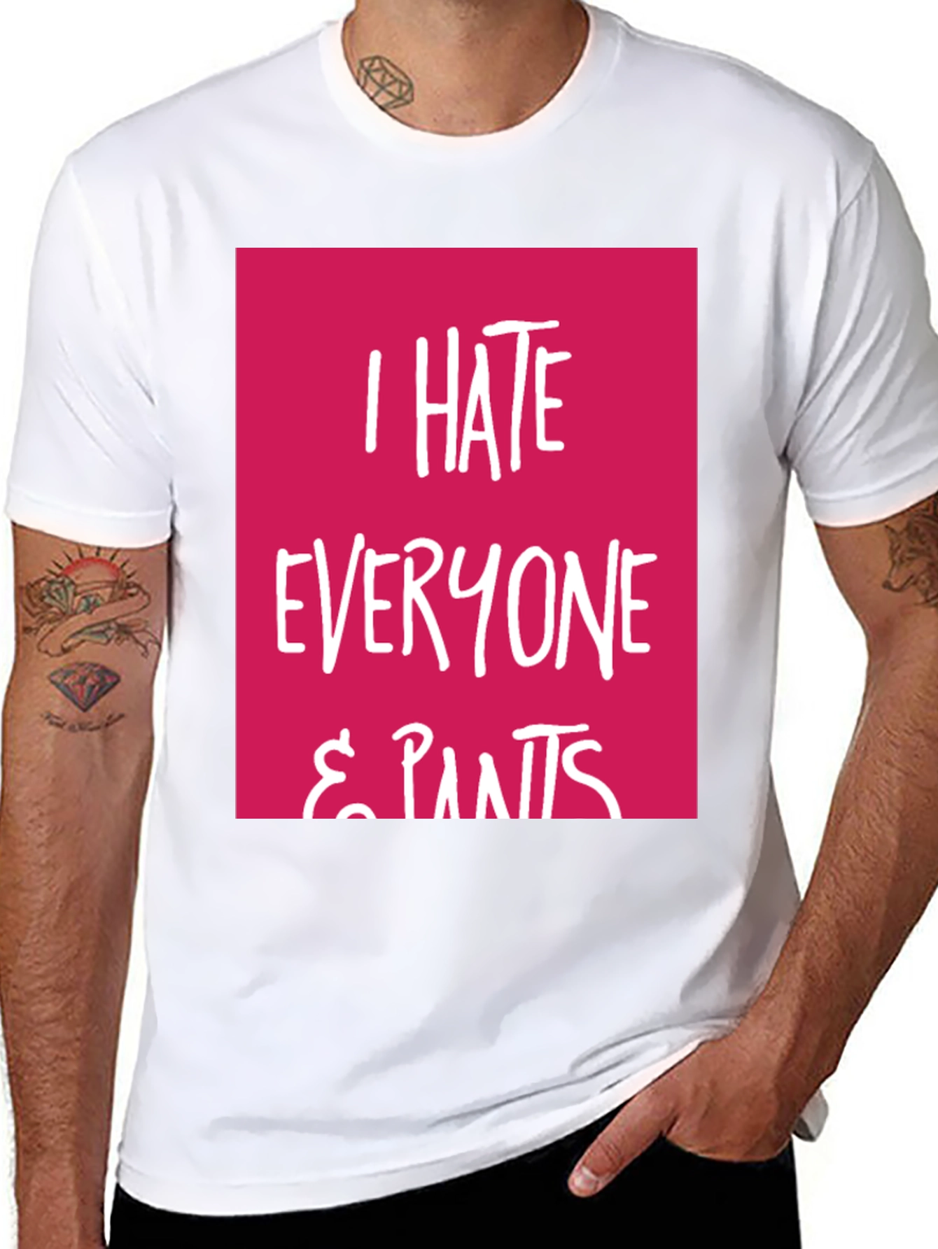 Black I Hate Everyone & Pants Graphic Tee view 8