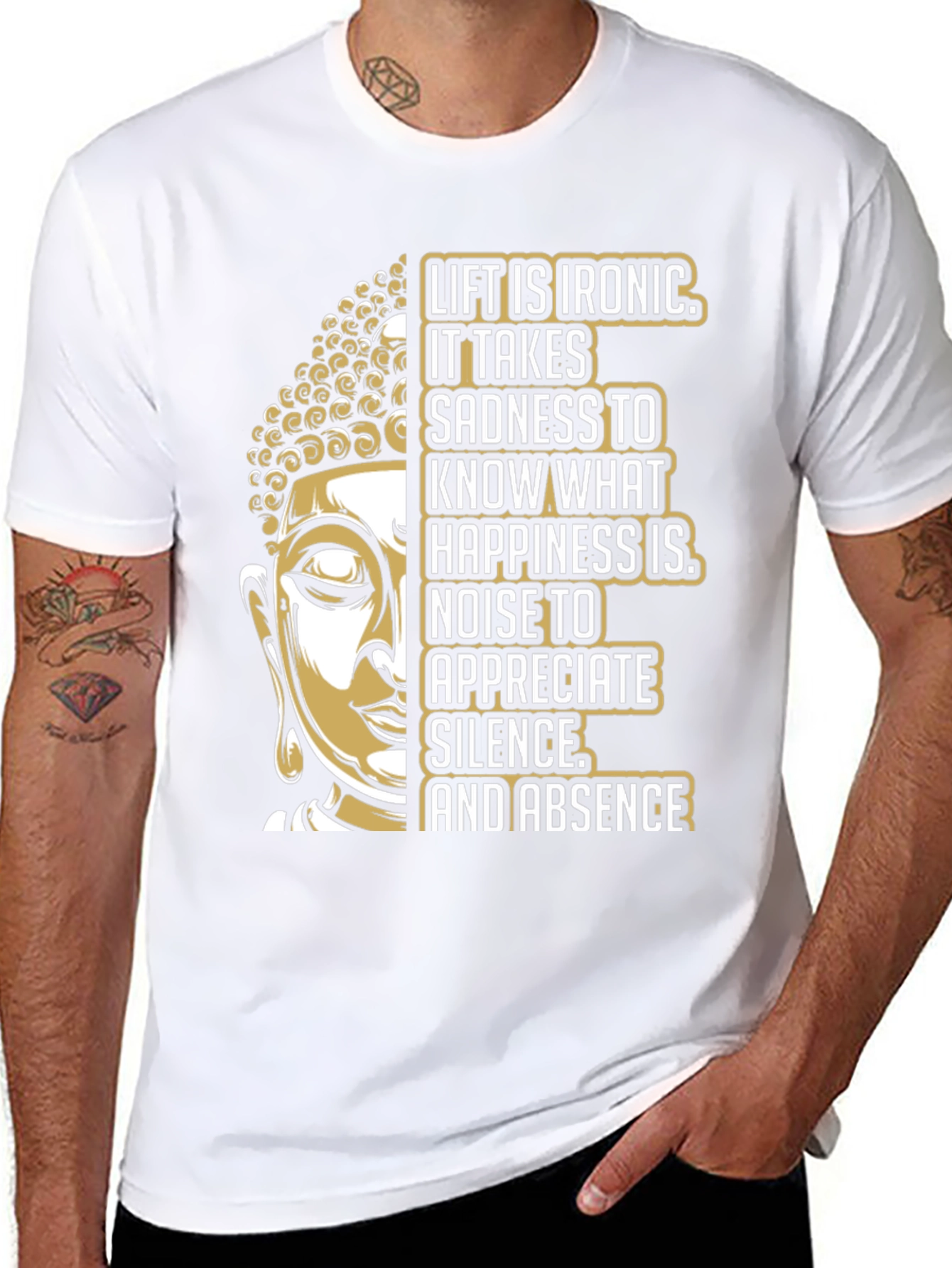 Black Buddha Graphic Print T-Shirt - Ironic Life view 8
