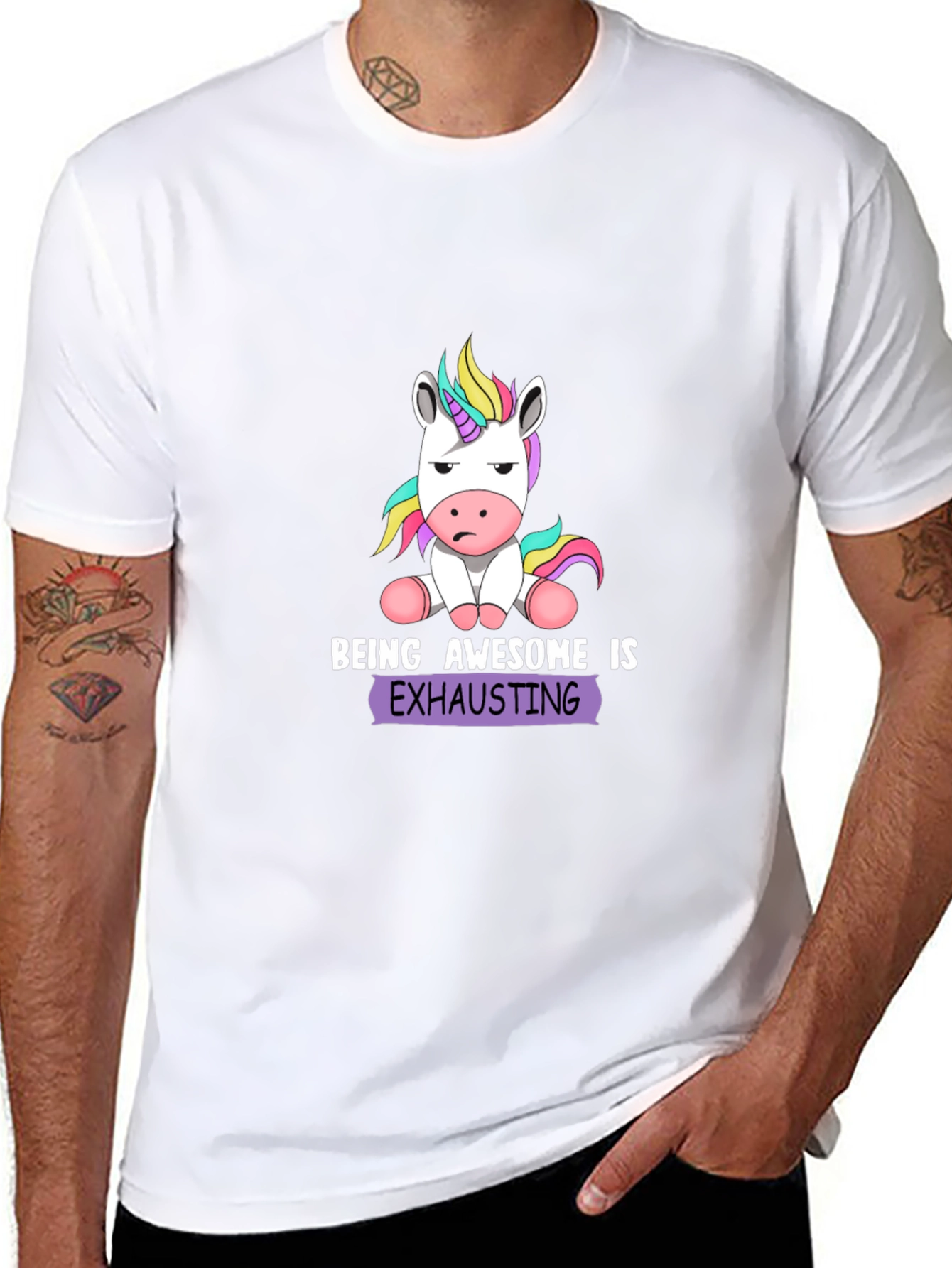 Black Being Awesome is Exhausting - Unicorn T-Shirt view 8
