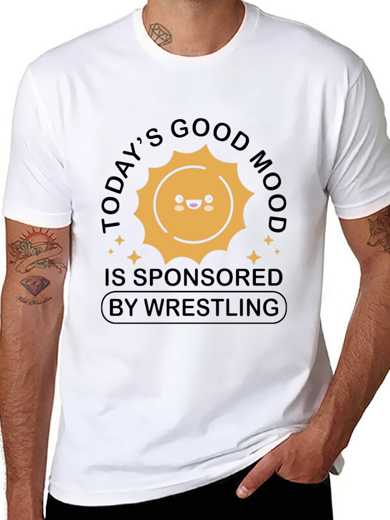 Black Good Mood Wrestling T-Shirt view 8