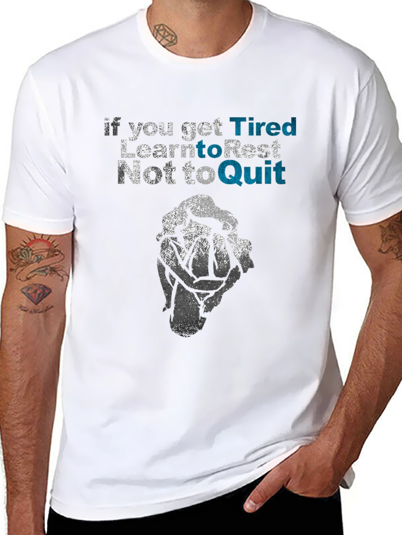 Black Motivational Graphic Tee: Rest, Don't Quit view 8