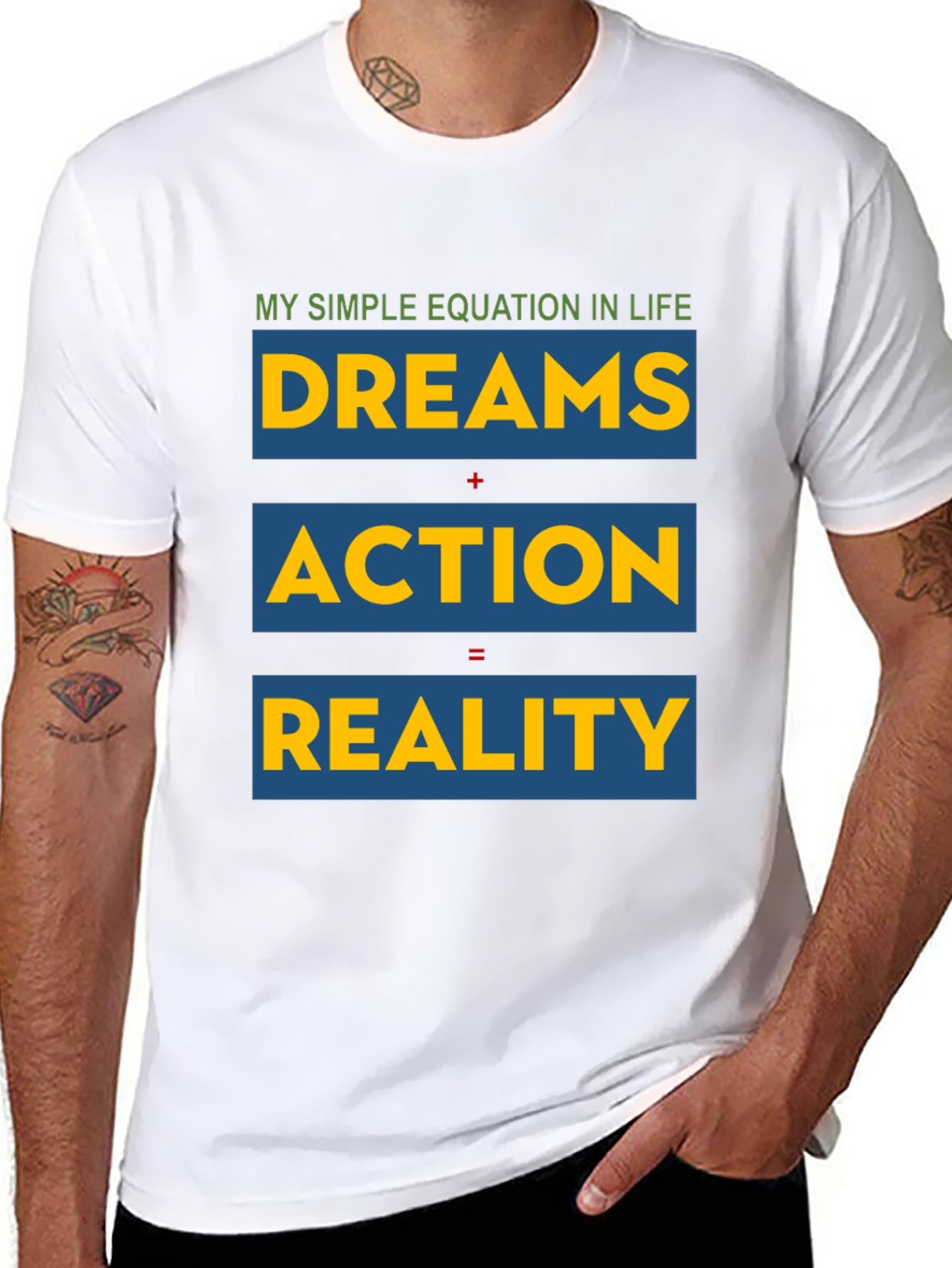Black Dreams, Action, Reality - Equation T-Shirt view 8