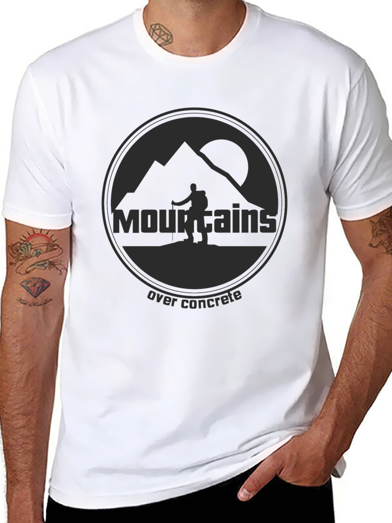 Black Mountains Over Concrete Graphic T-Shirt view 8