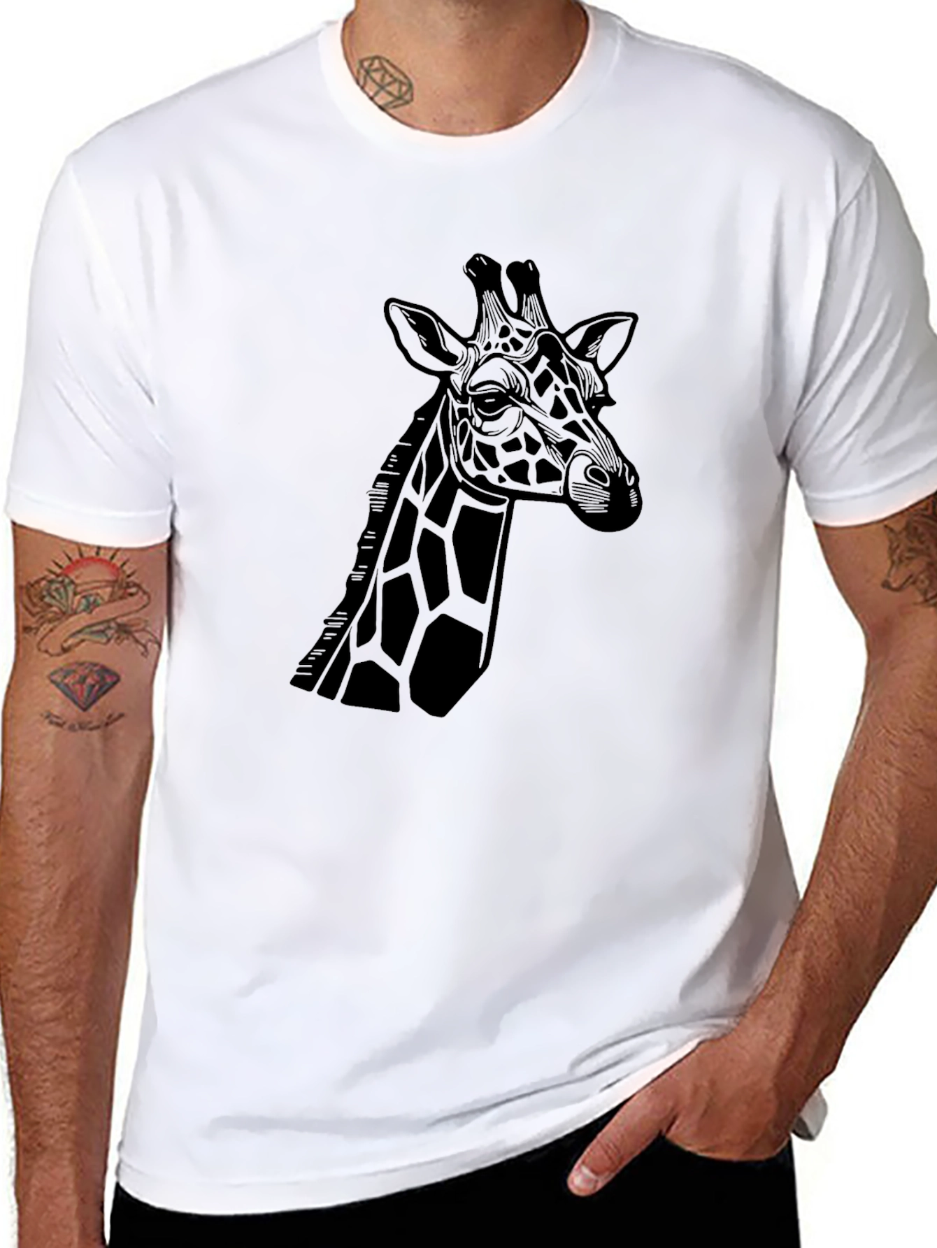 Black Giraffe Graphic Tee - Stylish Black T-Shirt view 8