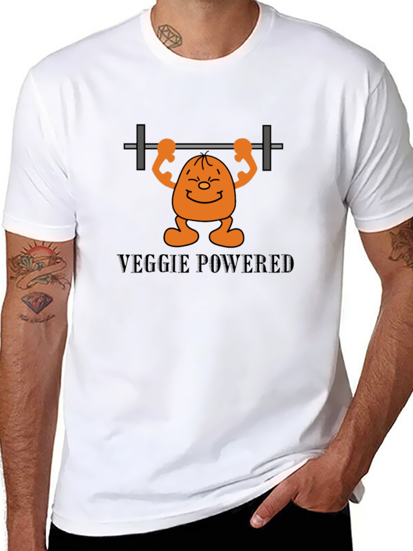 Black Veggie Powered Workout T-Shirt view 8