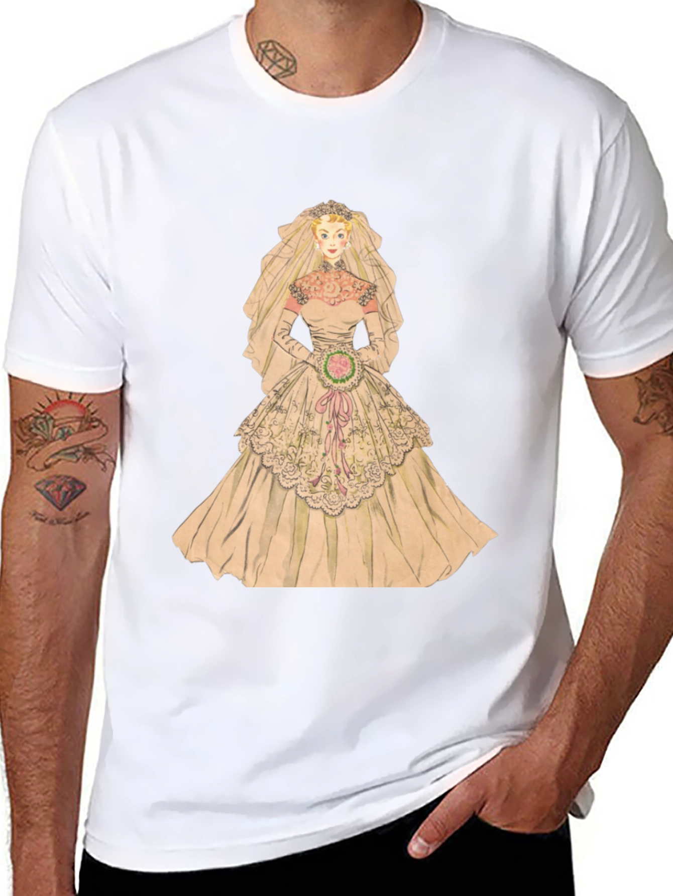 Bride T-Shirt - Vintage Wedding Dress Graphic Tee - 8