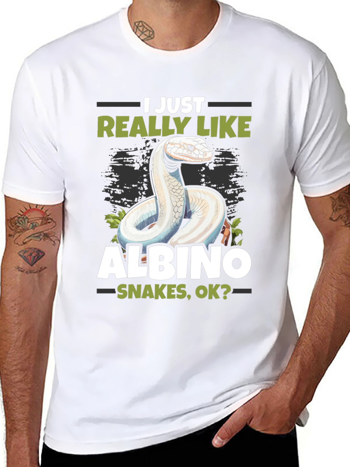 Black Albino Snake Lover T-Shirt - Reptile Pet Tee view 8