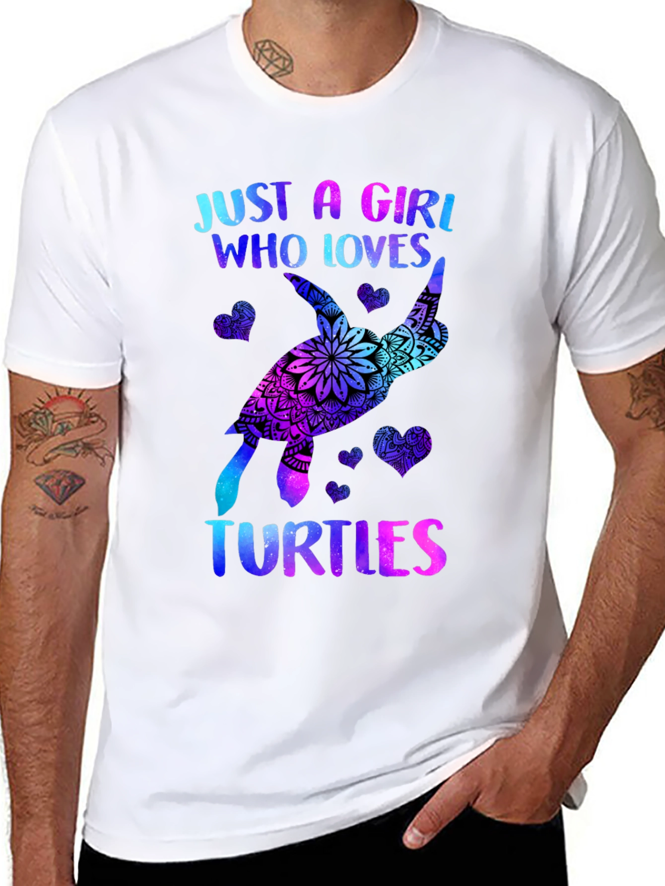 Black Just A Girl Who Loves Turtles T-Shirt Black view 8