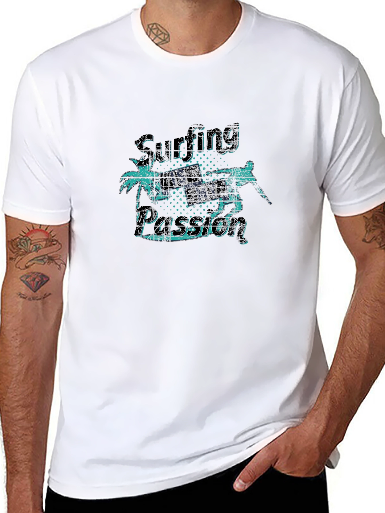 Surfing is My Passion Black Graphic T-Shirt - 8
