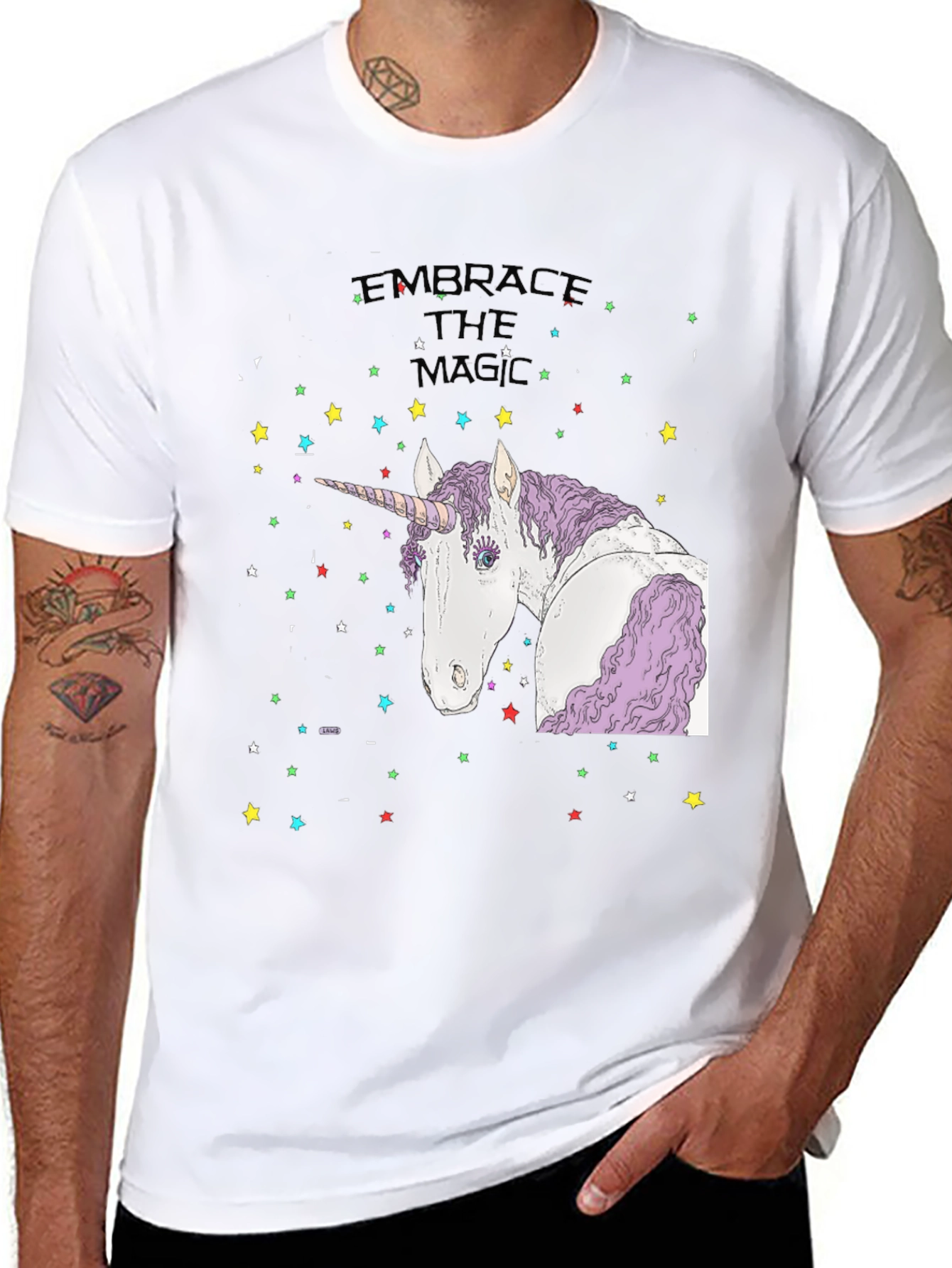 Embrace the Magic Unicorn Graphic Tee - Black Cotton - 8