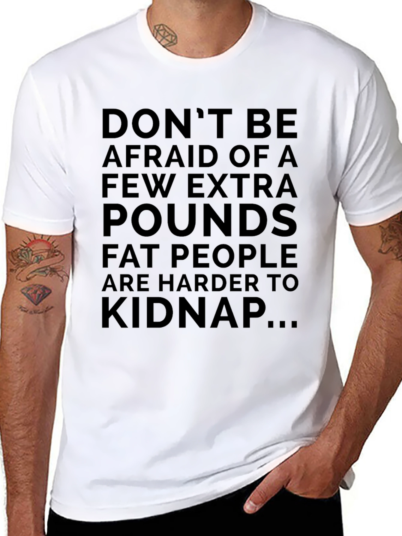 Black Funny 'Don't Be Afraid' Graphic Tee view 8