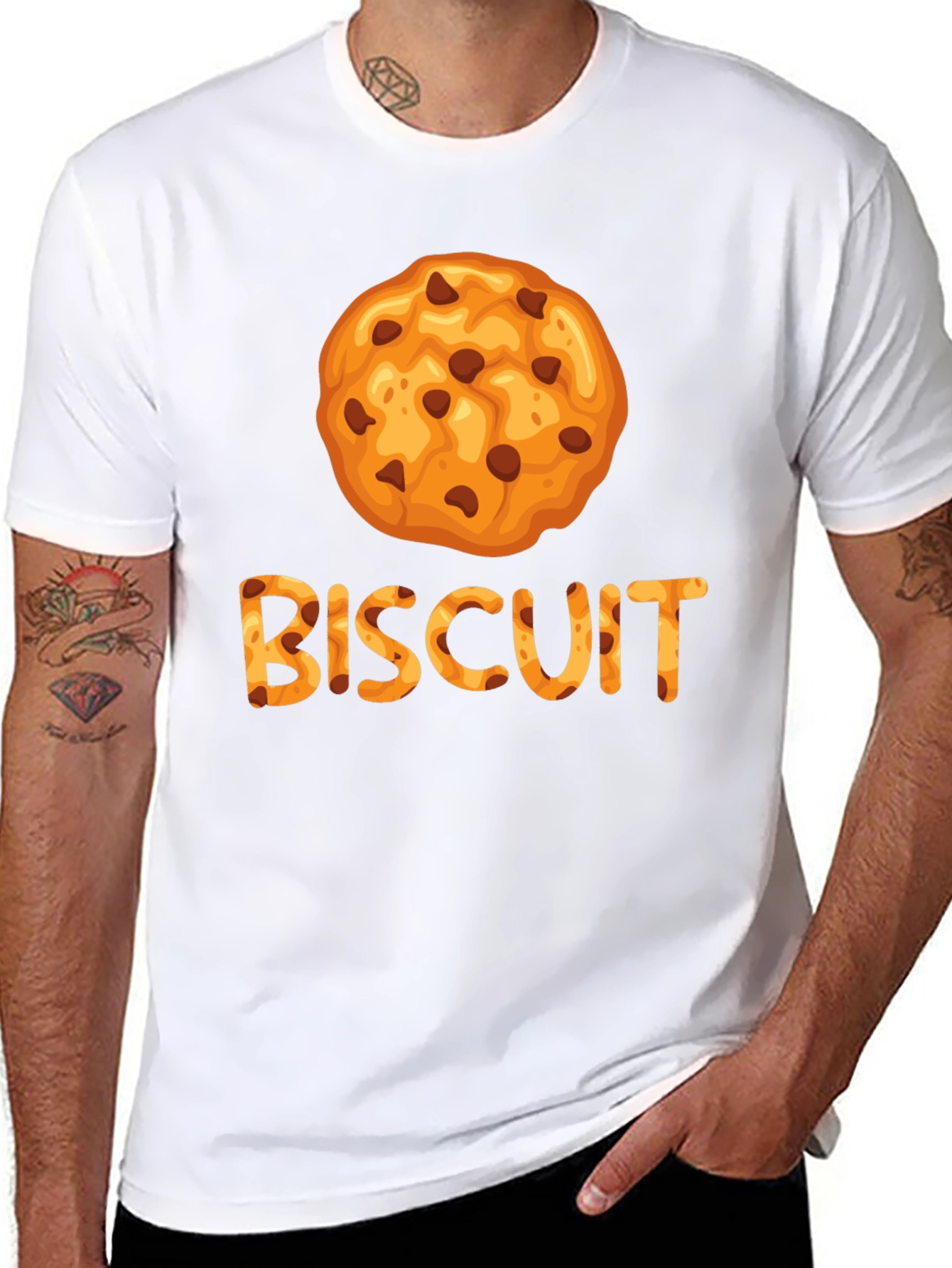 Black Biscuit Cookie Graphic Tee - Unisex Black T-Shirt view 8