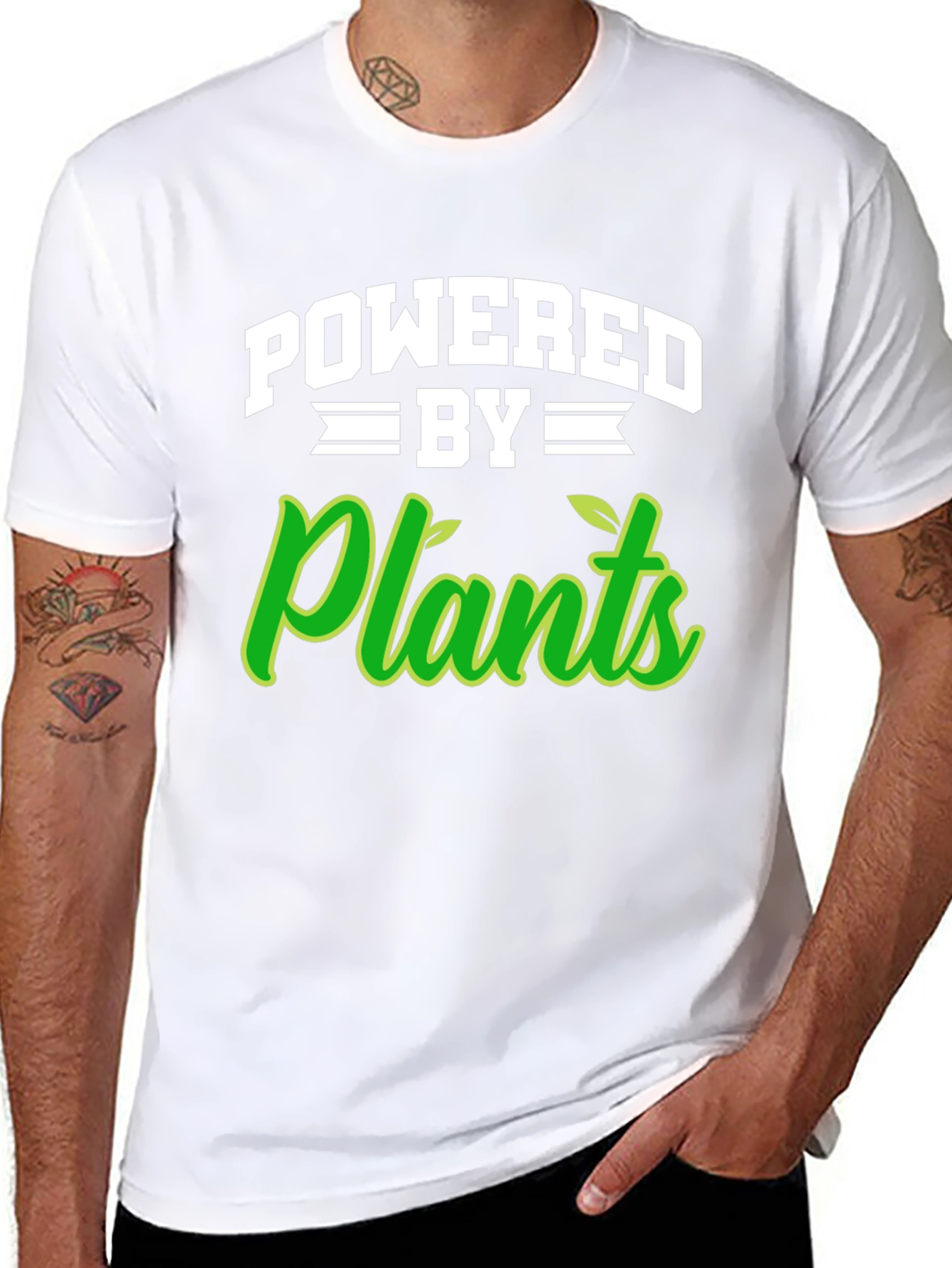 Black Powered by Plants Black T-Shirt view 8